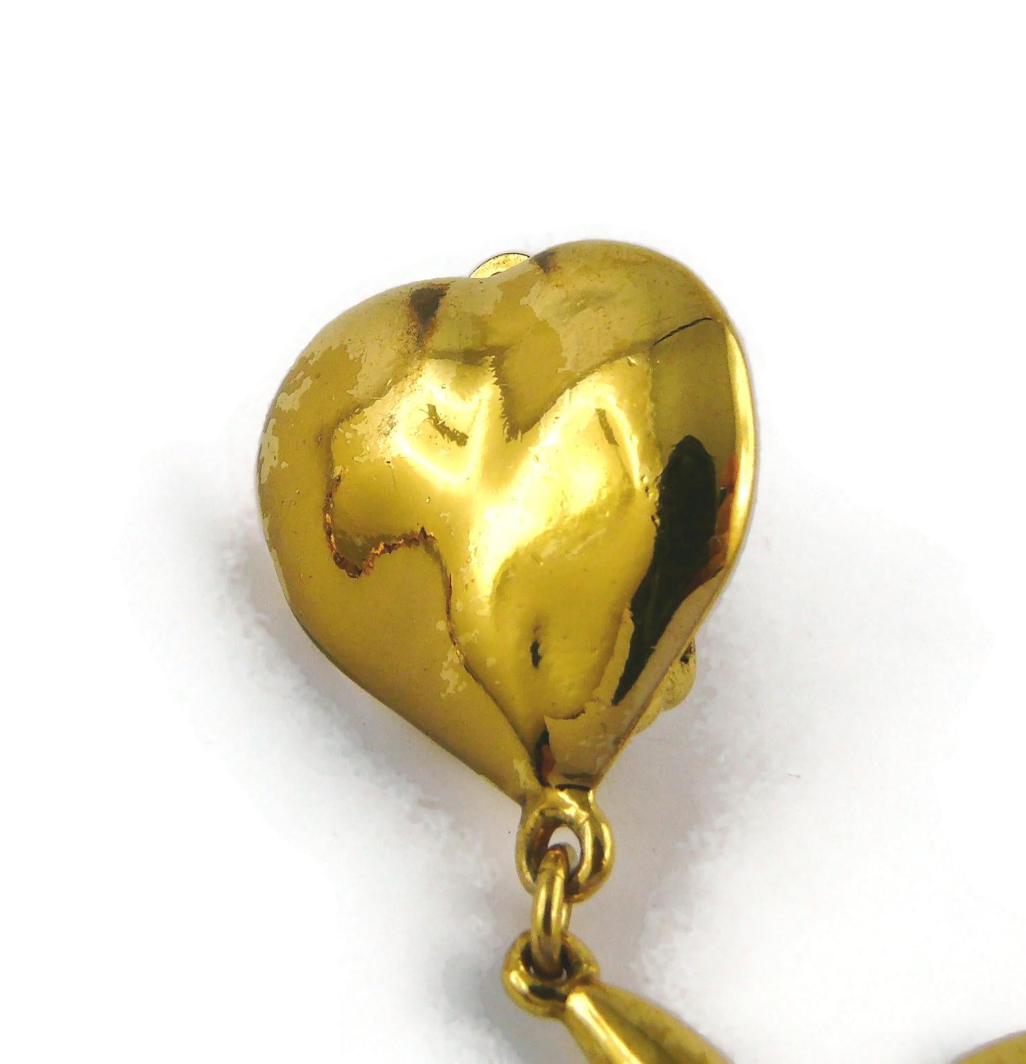 Yves Saint Laurent YSL Vintage Gold Toned Arabesques Dangling Earrings For Sale 7