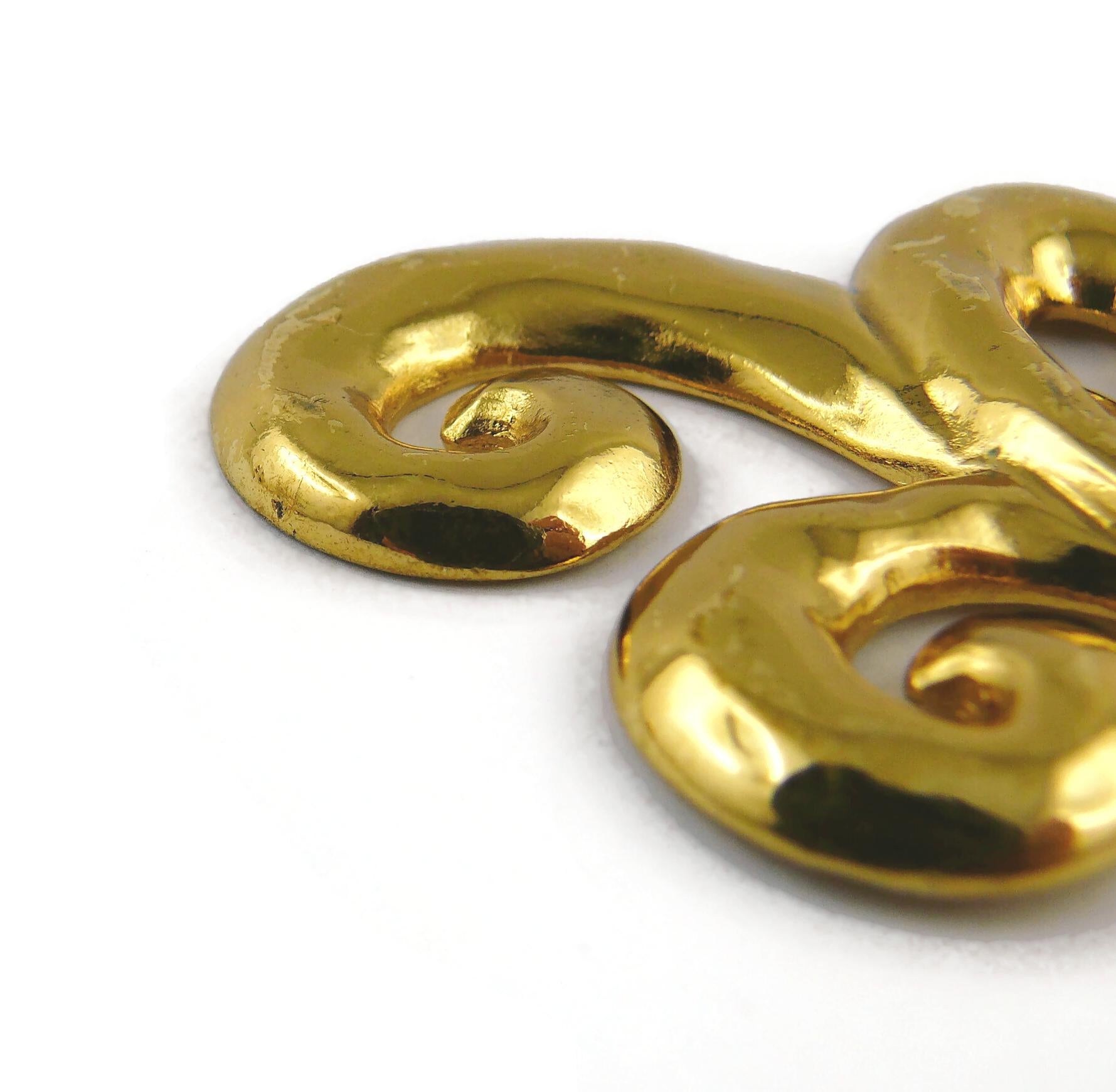 Yves Saint Laurent YSL Vintage Gold Toned Arabesques Dangling Earrings For Sale 9