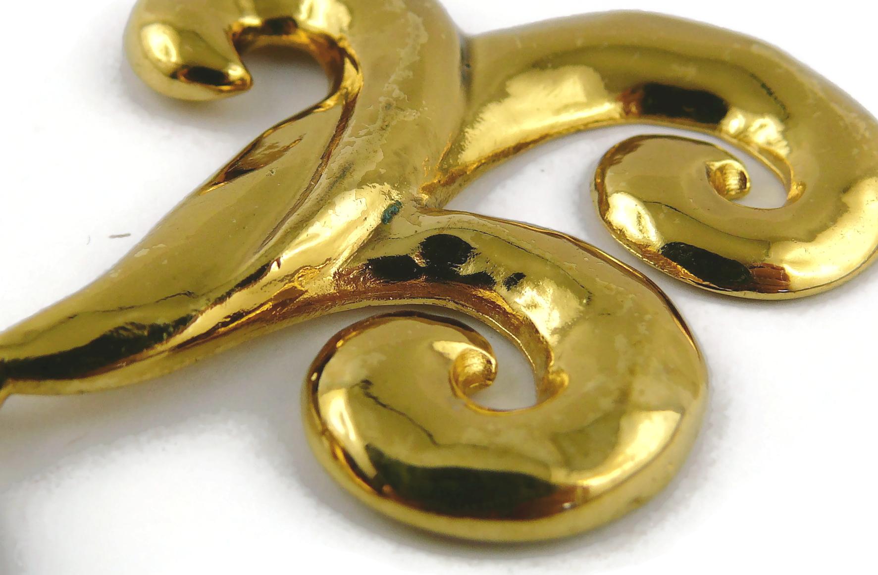 Yves Saint Laurent YSL Vintage Gold Toned Arabesques Dangling Earrings For Sale 10