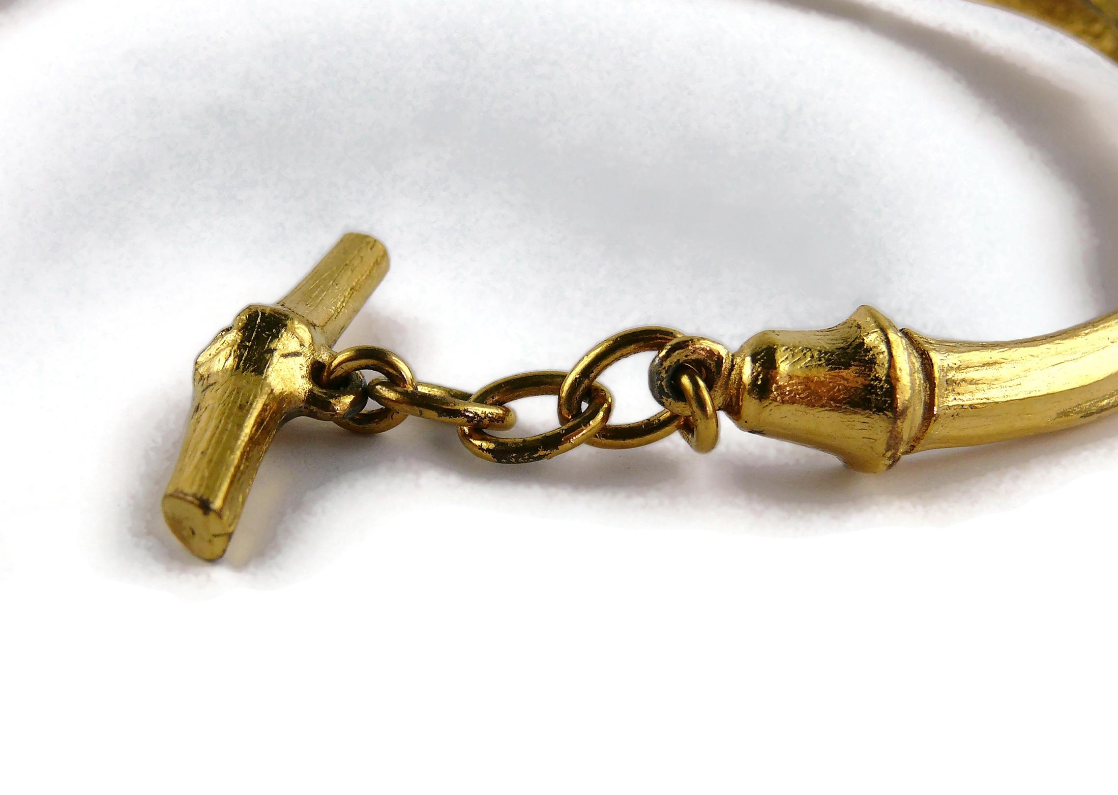 Yves Saint Laurent YSL Collana vintage con disegno di bambù in tonalità oro in vendita 10
