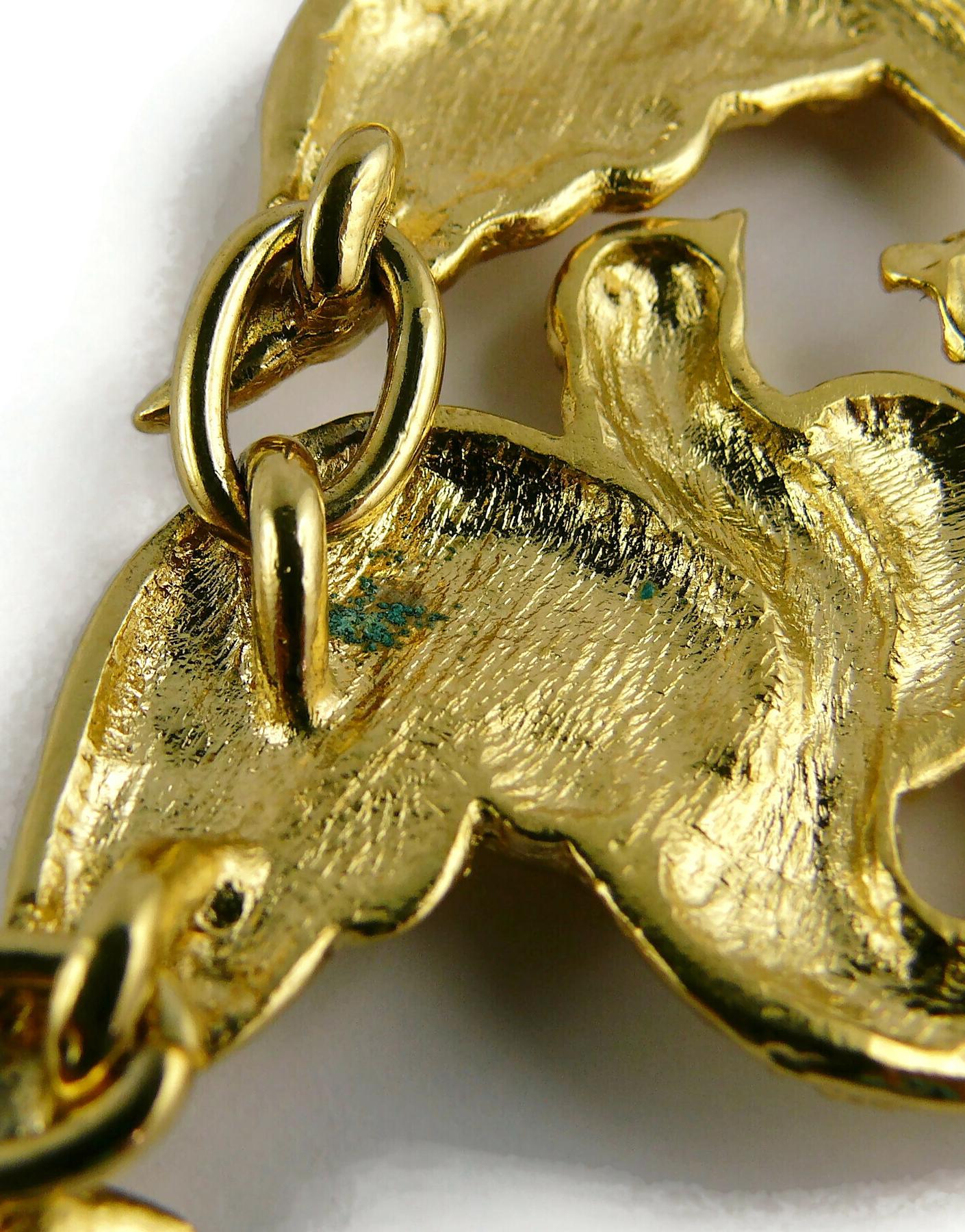 Yves Saint Laurent YSL Vintage Gold Toned Bird Necklace For Sale 7