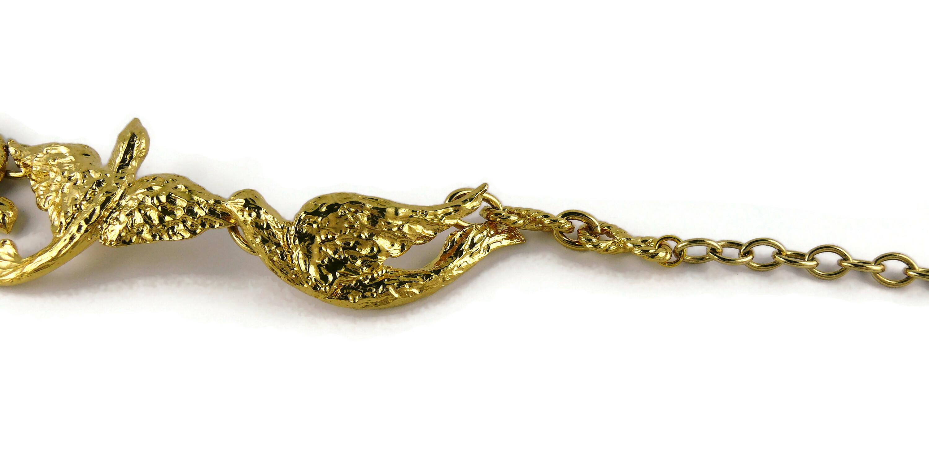 Women's Yves Saint Laurent YSL Vintage Gold Toned Bird Necklace For Sale
