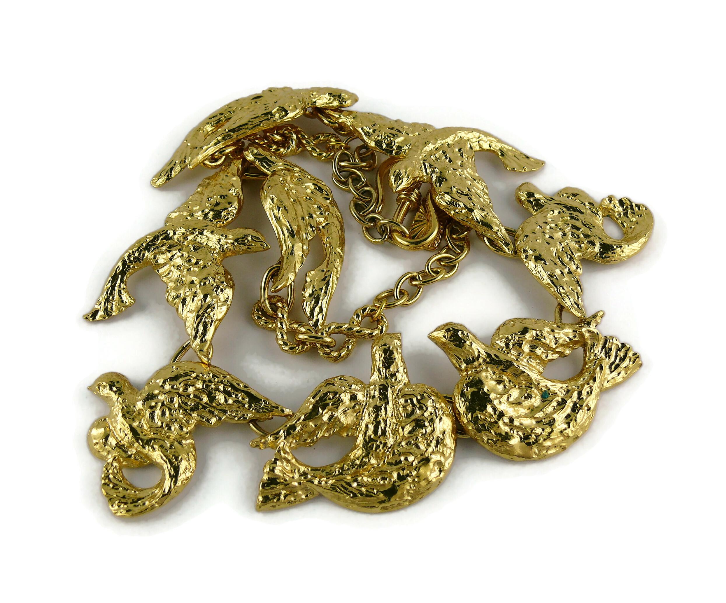 Yves Saint Laurent YSL Vintage Gold Toned Bird Necklace For Sale 2