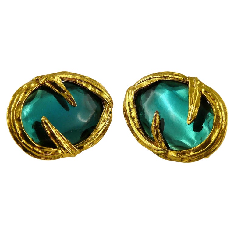 Yves Saint Laurent YSL Vintage Gold Toned Blue Resin Clip-On Earrings For  Sale at 1stDibs | saint laurent clip on earrings, ysl clip on earrings, ysl  vintage earrings