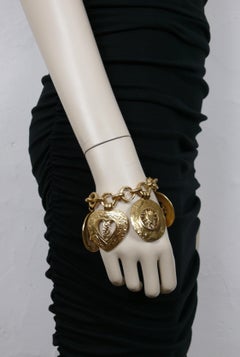Yves Saint Laurent YSL Vintage Gold Toned Charm Bracelet