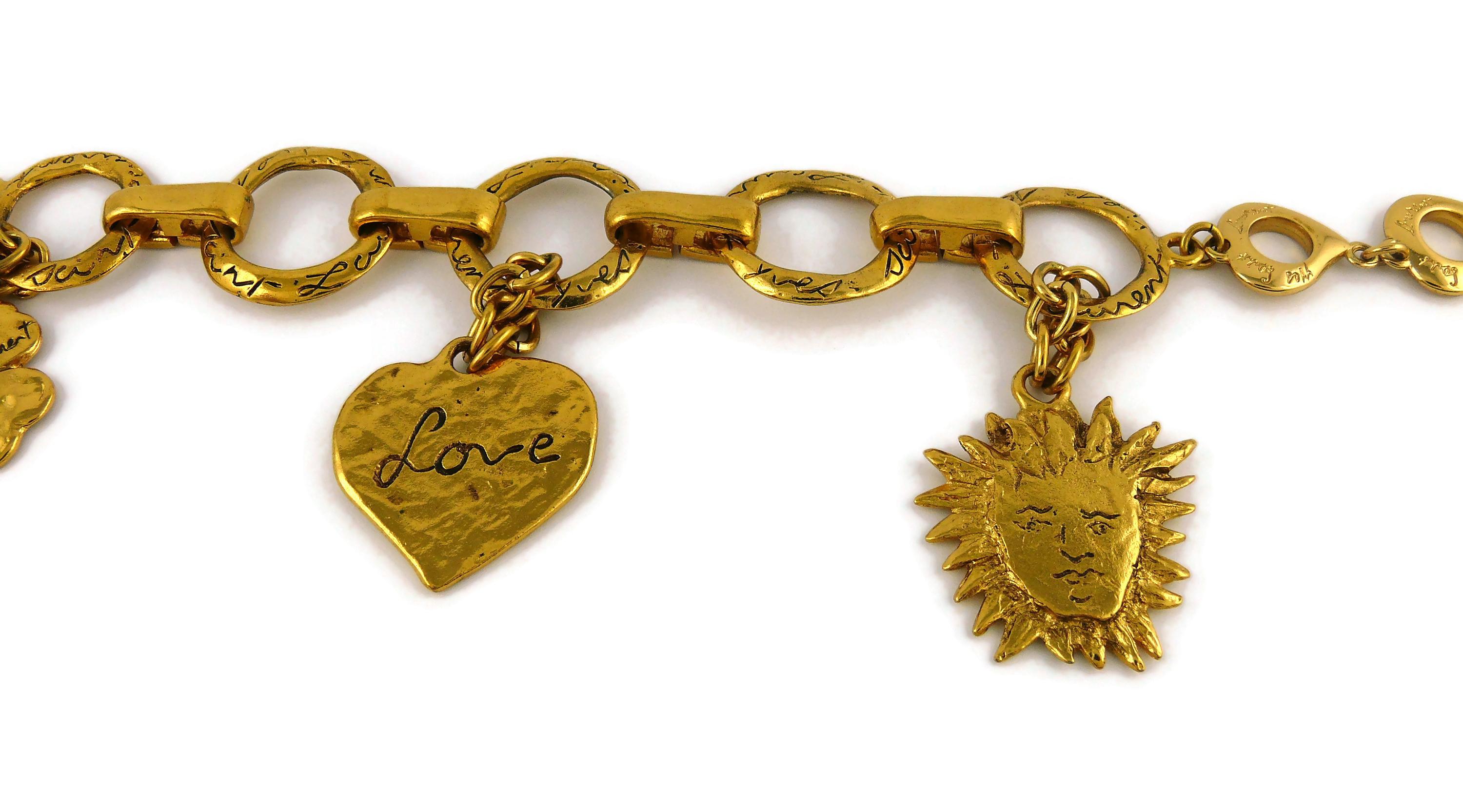 Women's Yves Saint Laurent YSL Vintage Gold Toned Charm Bracelet