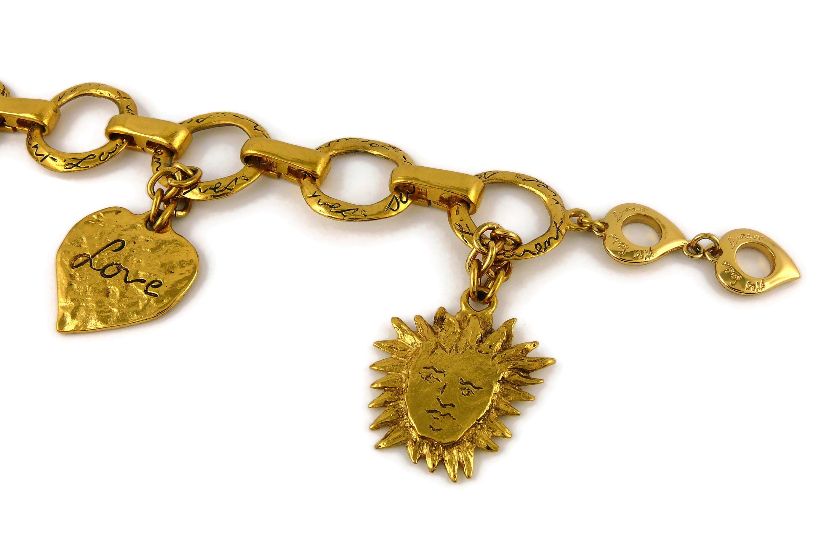 Yves Saint Laurent YSL Vintage Gold Toned Charm Bracelet 1