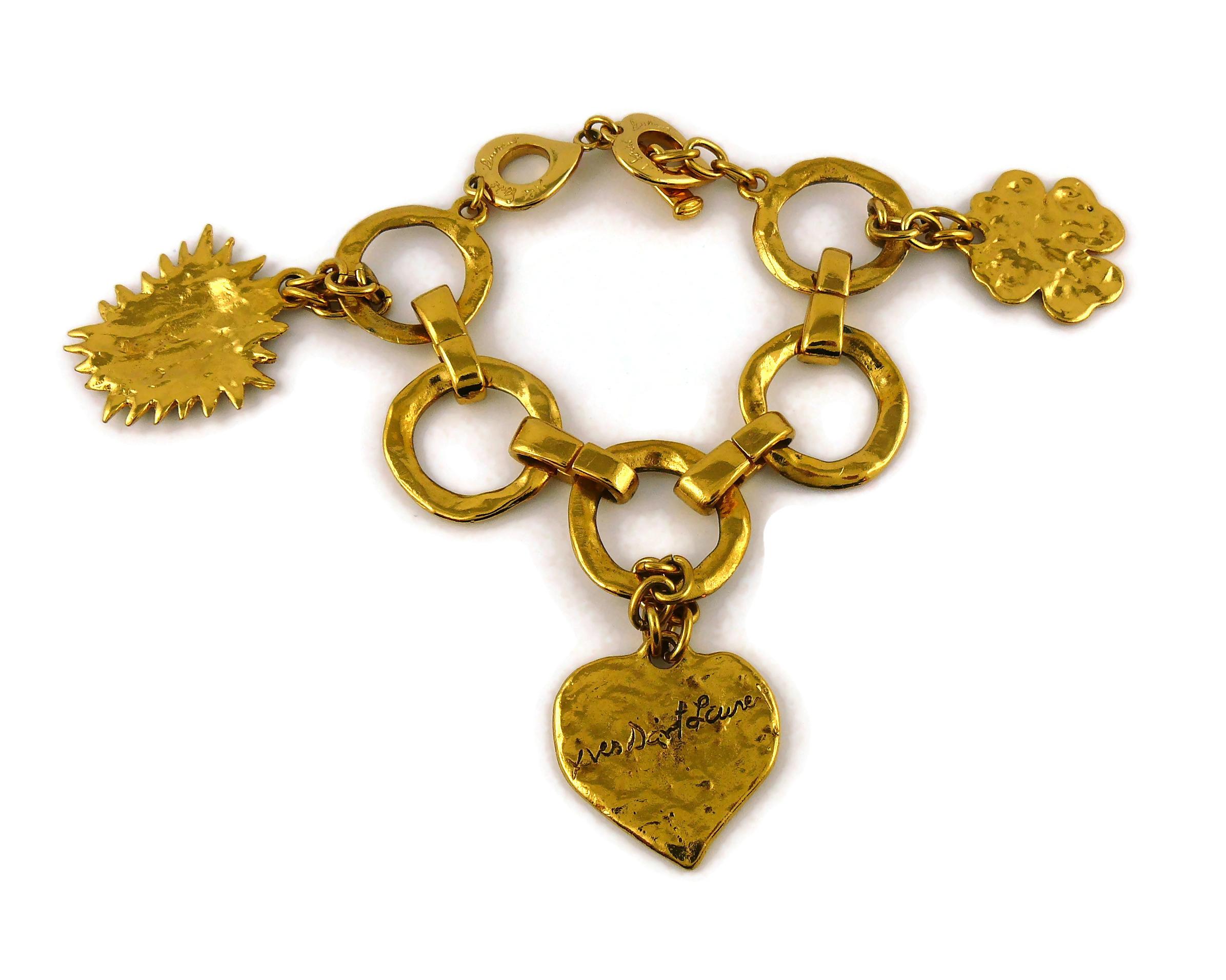 Yves Saint Laurent YSL Vintage Gold Toned Charm Bracelet 2