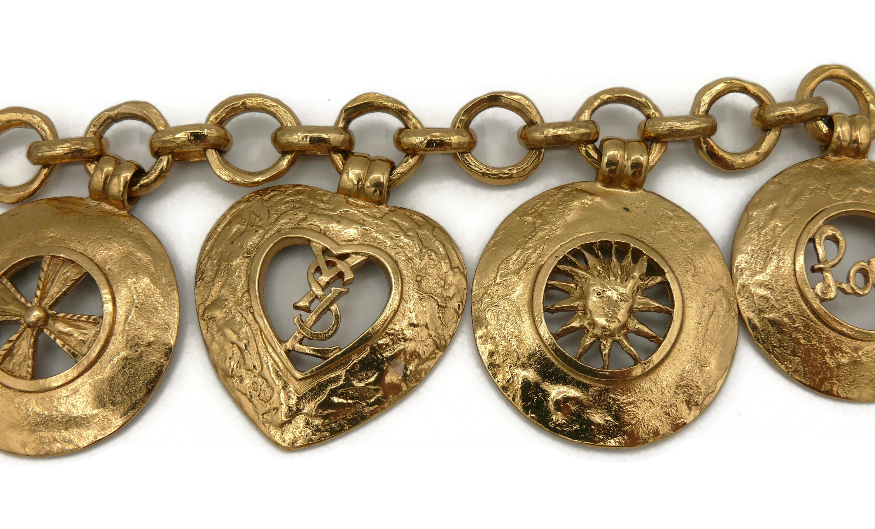 Women's Yves Saint Laurent YSL Vintage Gold Toned Charm Bracelet For Sale