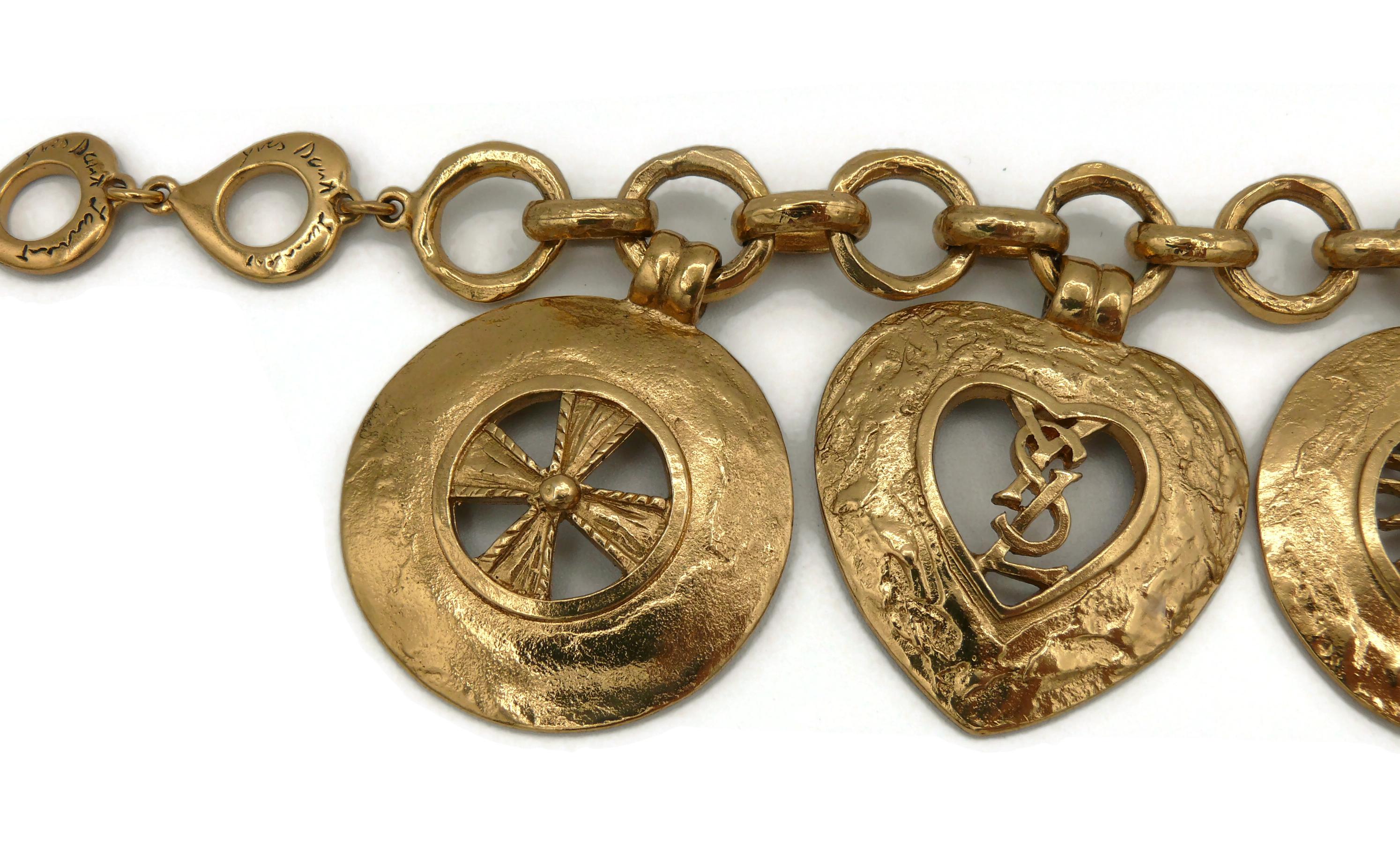 Yves Saint Laurent YSL Vintage Gold Toned Charm Bracelet For Sale 1