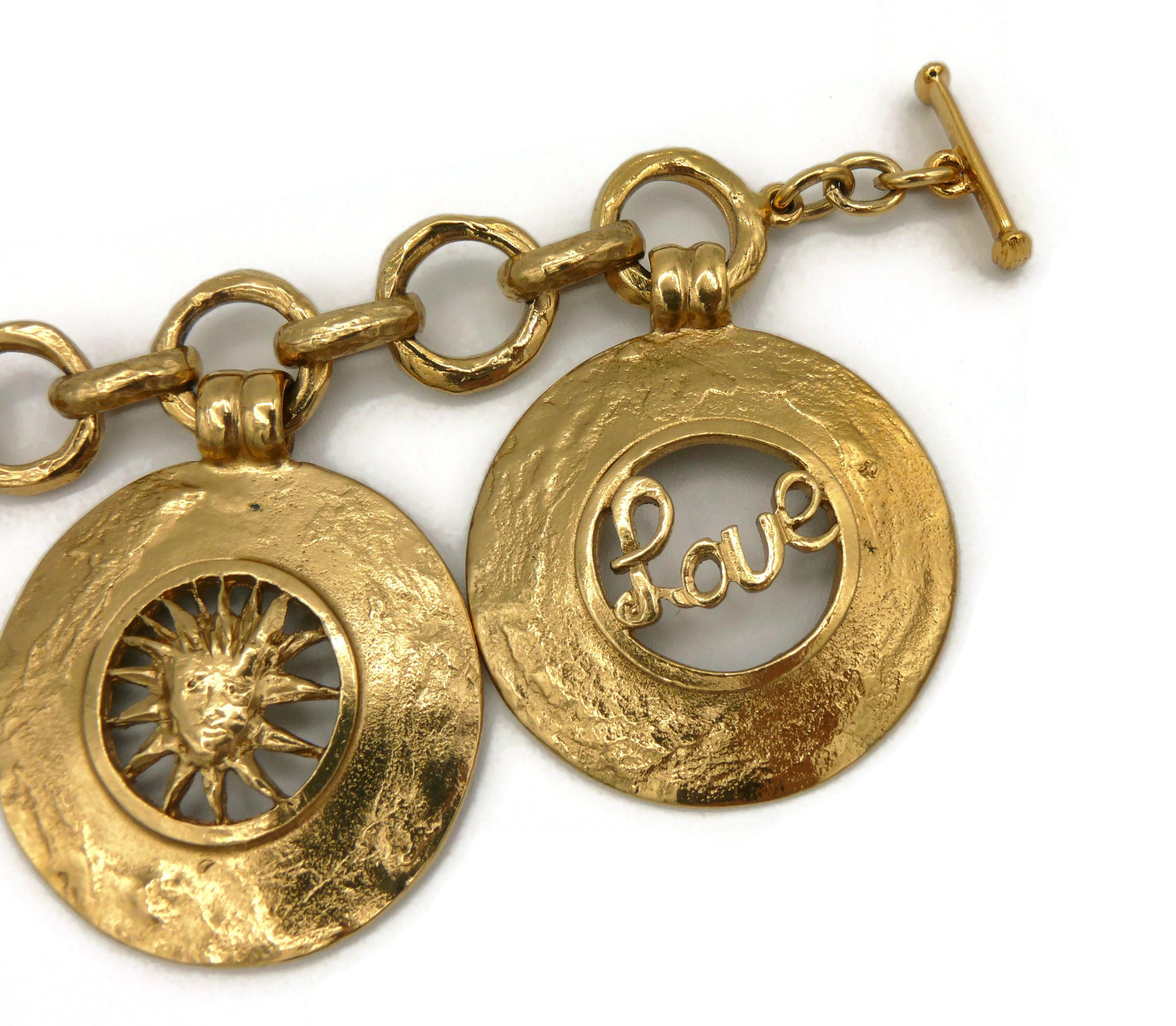 Yves Saint Laurent YSL Vintage Gold Toned Charm Bracelet For Sale 2