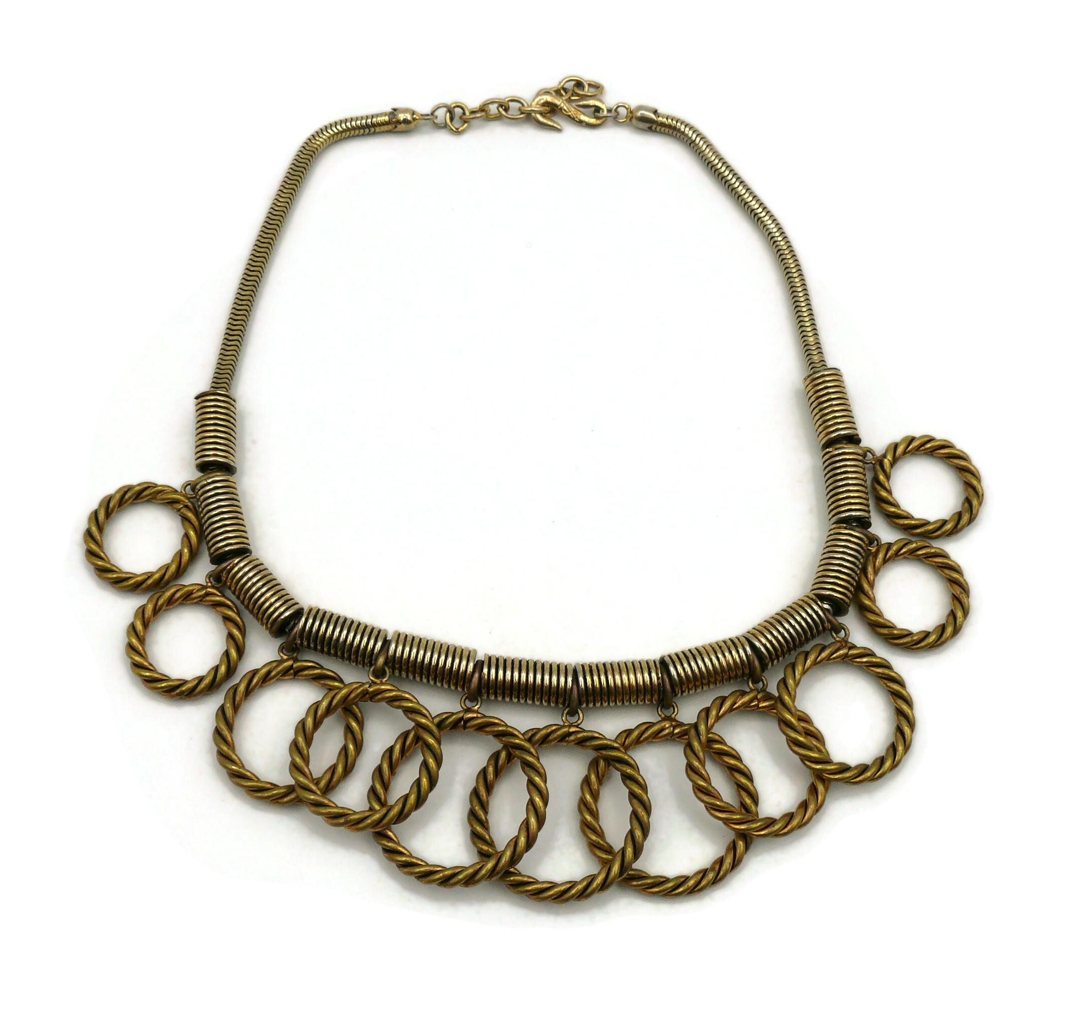 YVES SAINT LAURENT YSL Vintage Gold Toned Circle Charm Necklace For Sale 7