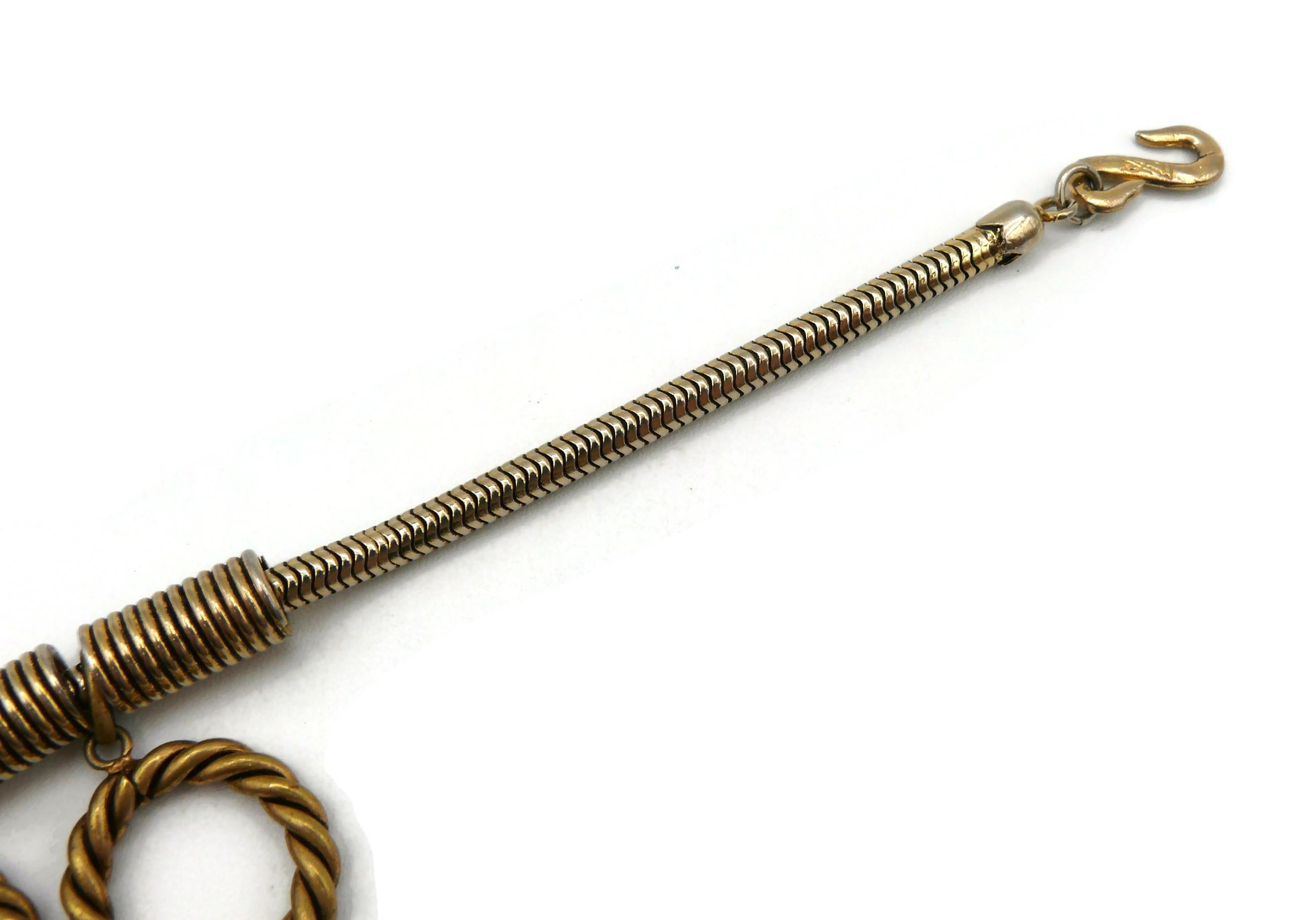 YVES SAINT LAURENT YSL Vintage Gold Toned Circle Charm Necklace For Sale 12