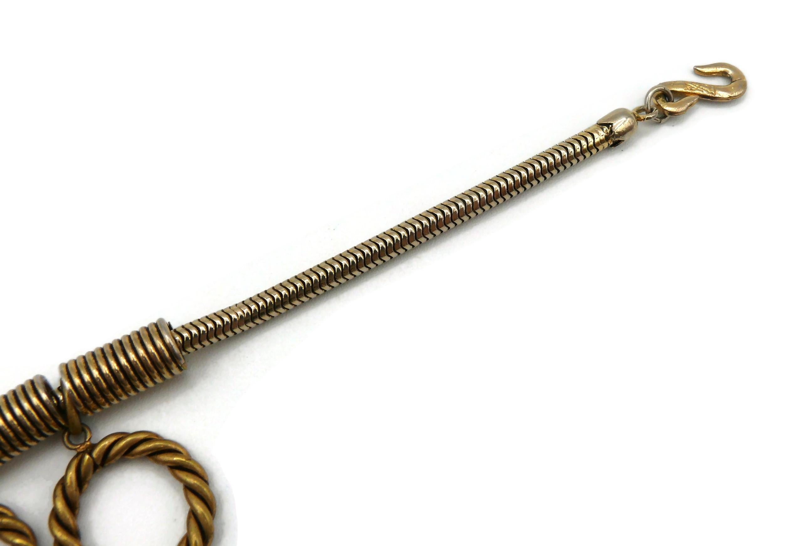 YVES SAINT LAURENT YSL Vintage Gold Toned Circle Charm Necklace For Sale 13