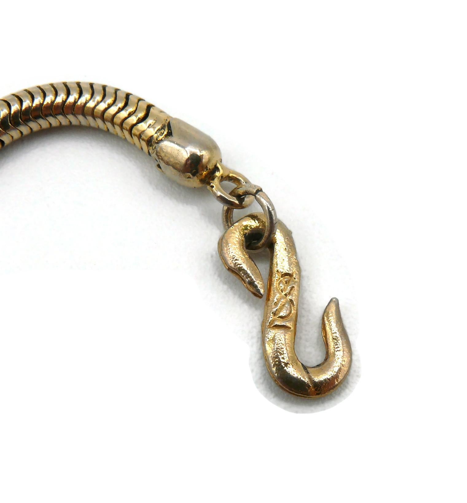 YVES SAINT LAURENT YSL Vintage Gold Toned Circle Charm Necklace For Sale 14