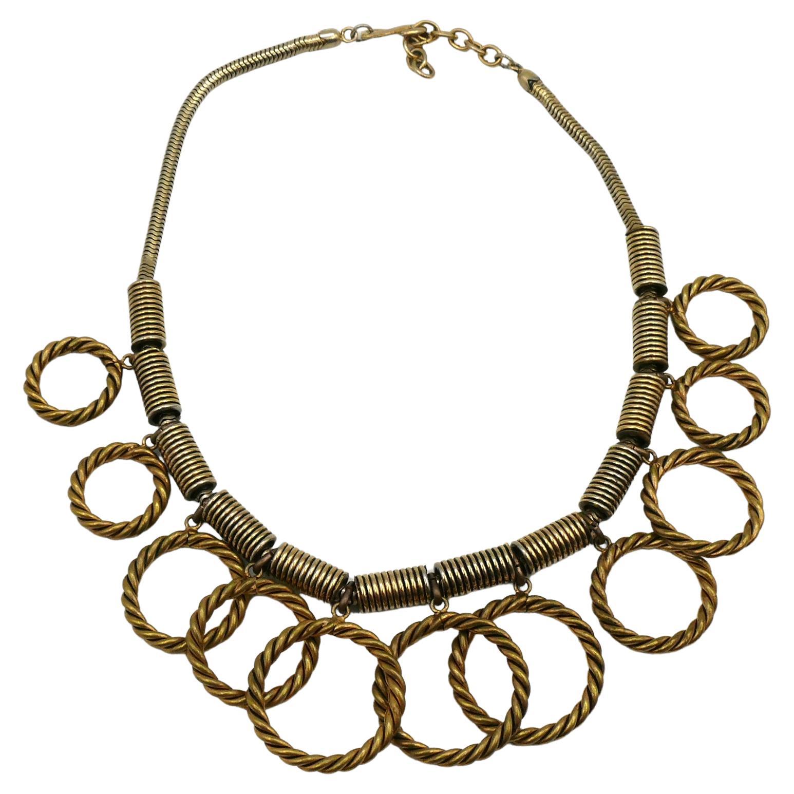 YVES SAINT LAURENT YSL Vintage Gold getönte Kreis-Charm-Halskette