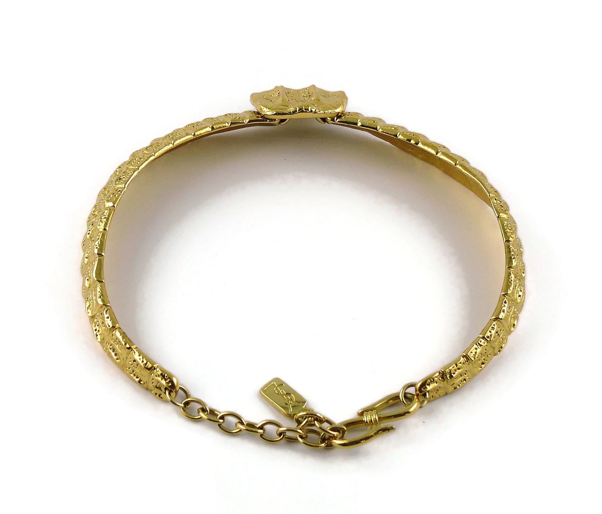 Yves Saint Laurent YSL Vintage Gold Toned Croc Choker Necklace For Sale 4