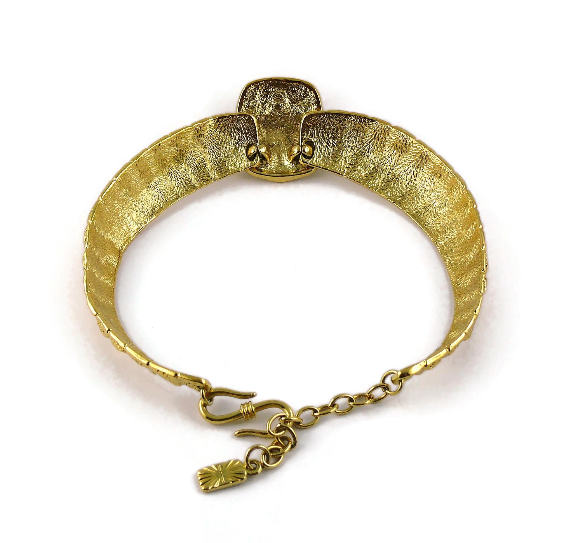 Yves Saint Laurent YSL Vintage Gold Toned Croc Choker Necklace For Sale 5