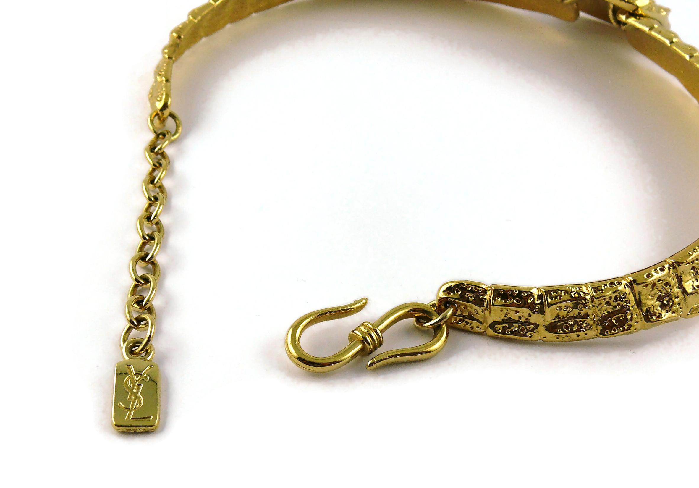 Yves Saint Laurent YSL Vintage Gold Toned Croc Choker Necklace For Sale 6