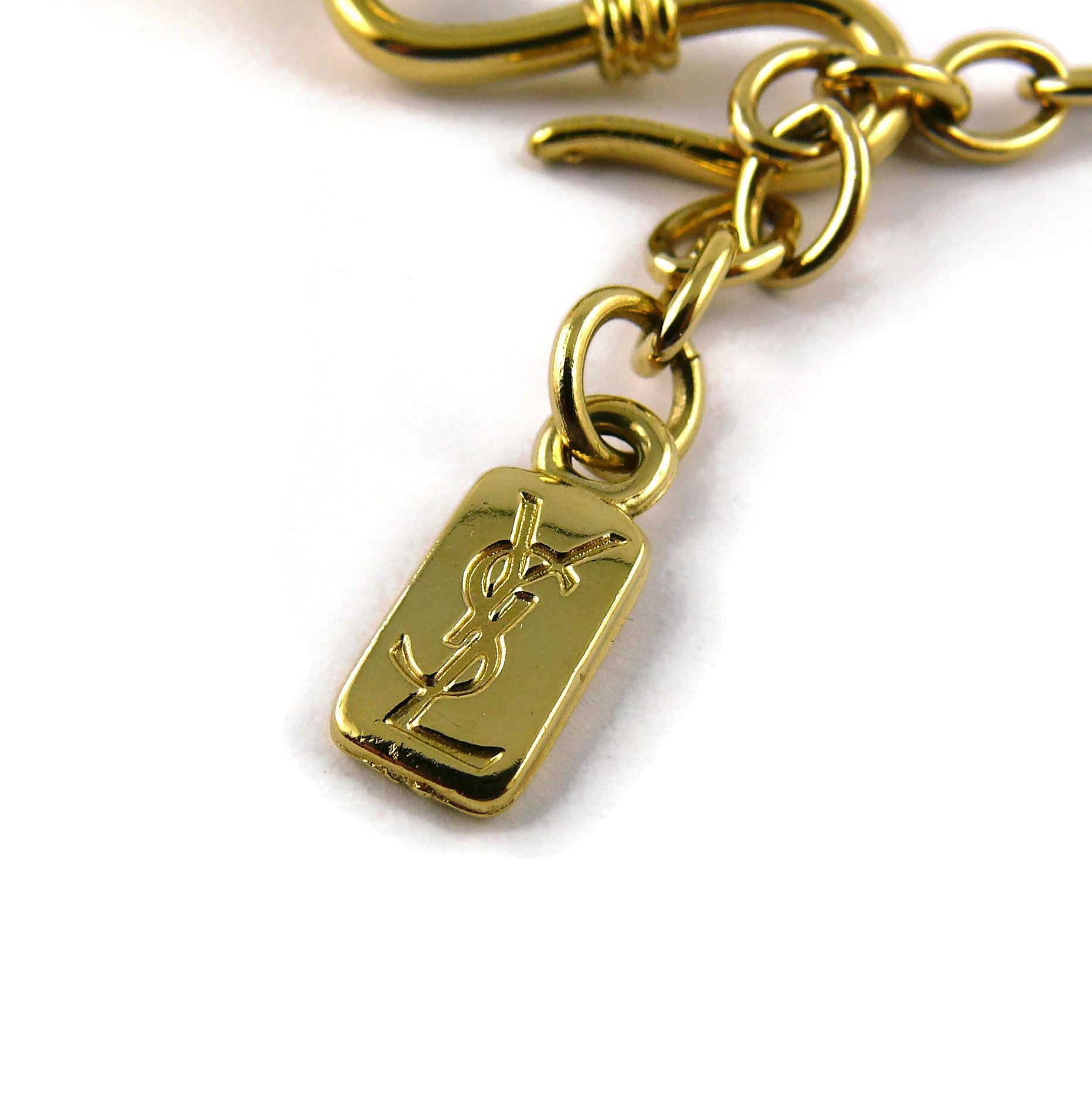 Yves Saint Laurent YSL Vintage Gold Toned Croc Choker Necklace For Sale 7