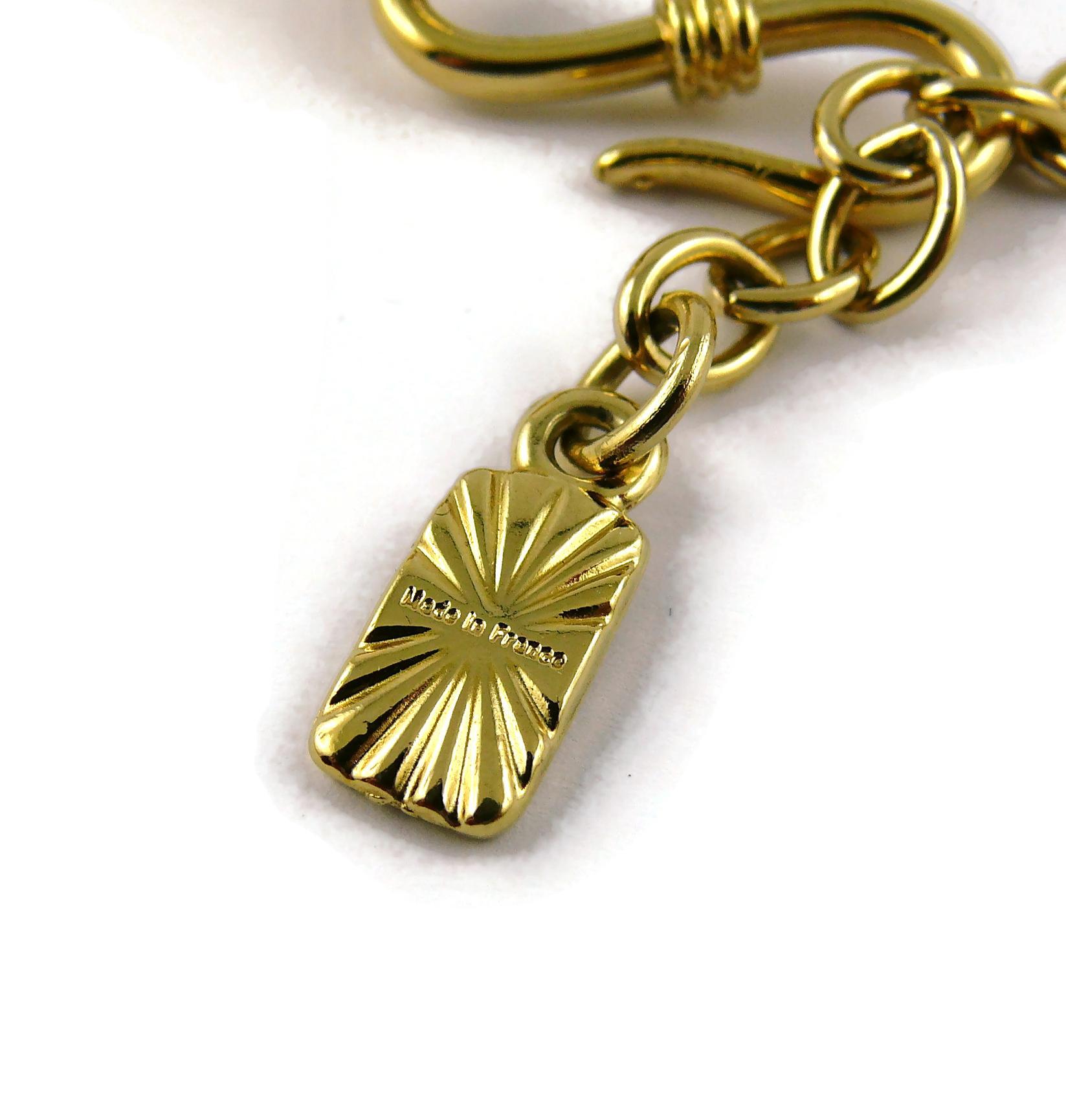 Yves Saint Laurent YSL Vintage Gold Toned Croc Choker Necklace For Sale 8