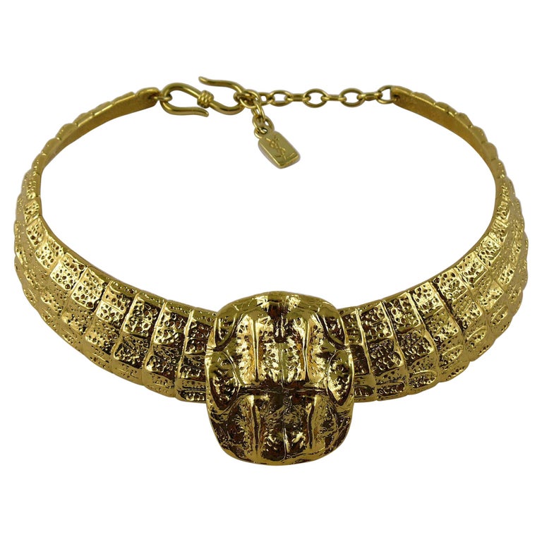 porter sigte desinfektionsmiddel Yves Saint Laurent YSL Vintage Gold Toned Croc Choker Necklace For Sale at  1stDibs