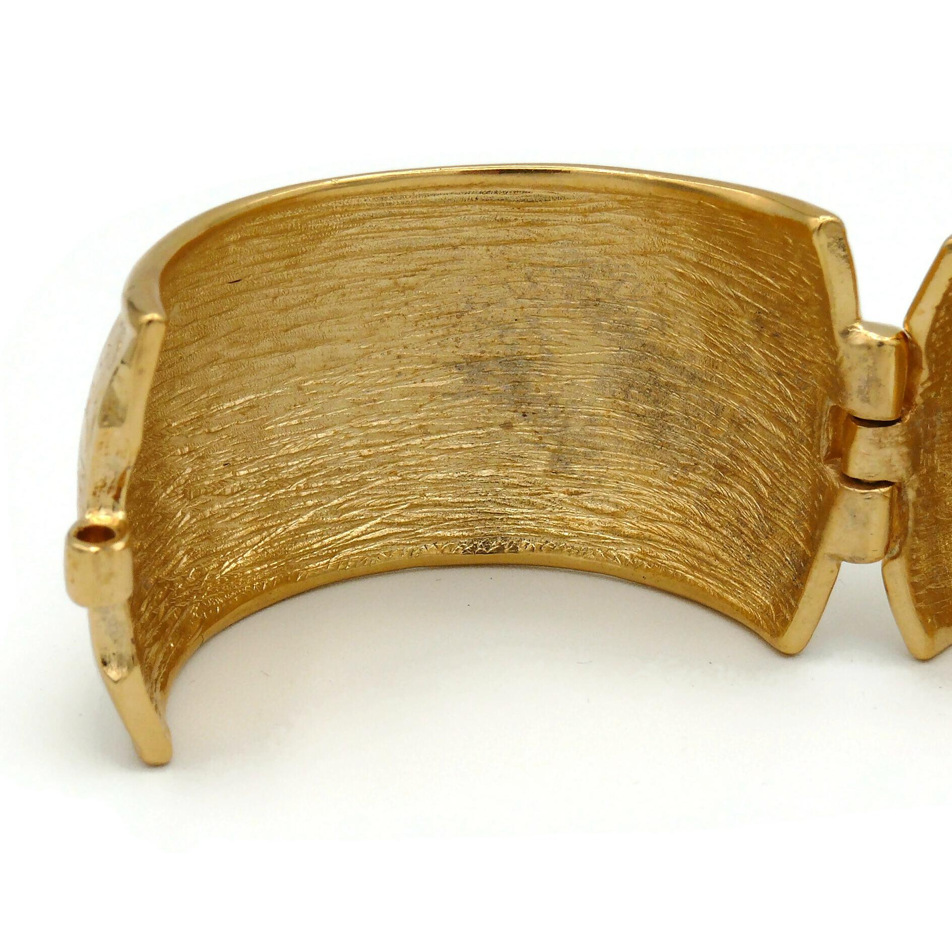 Yves Saint Laurent YSL Vintage Gold Toned Floral Arabesques Cuff Bracelet For Sale 6