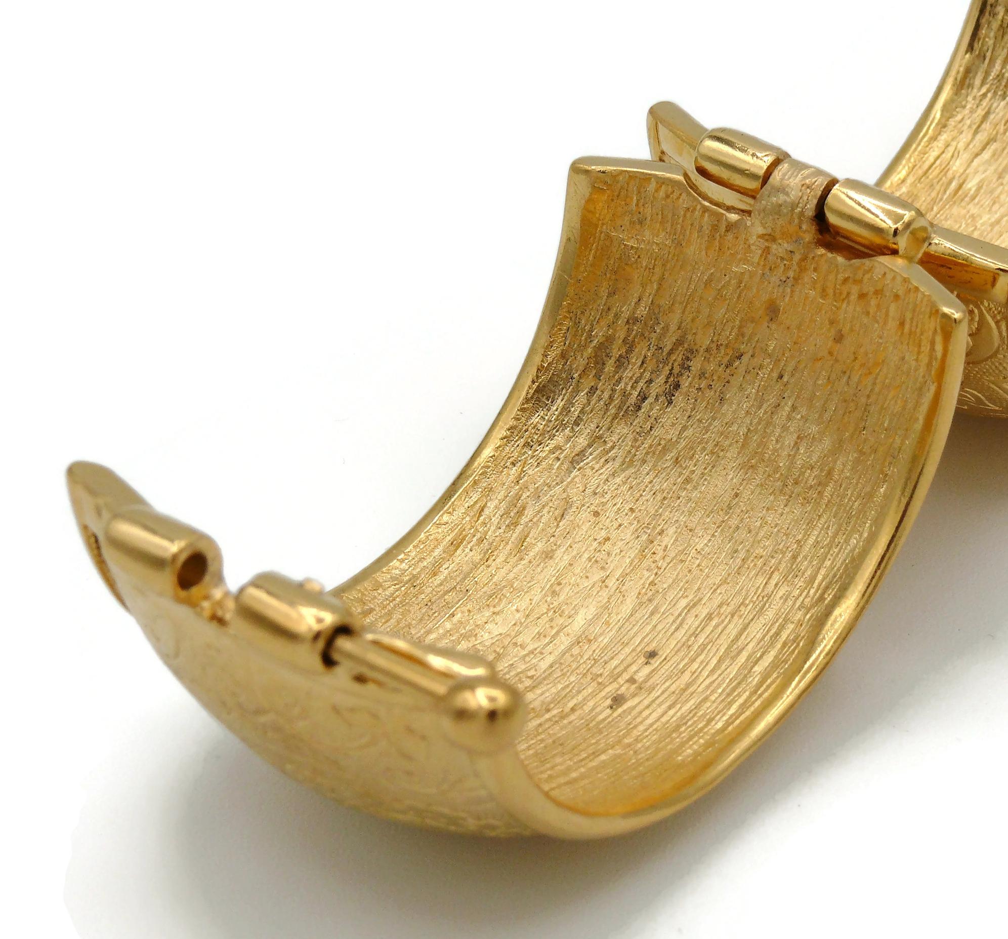 Yves Saint Laurent YSL Vintage Gold Toned Floral Arabesques Cuff Bracelet For Sale 8