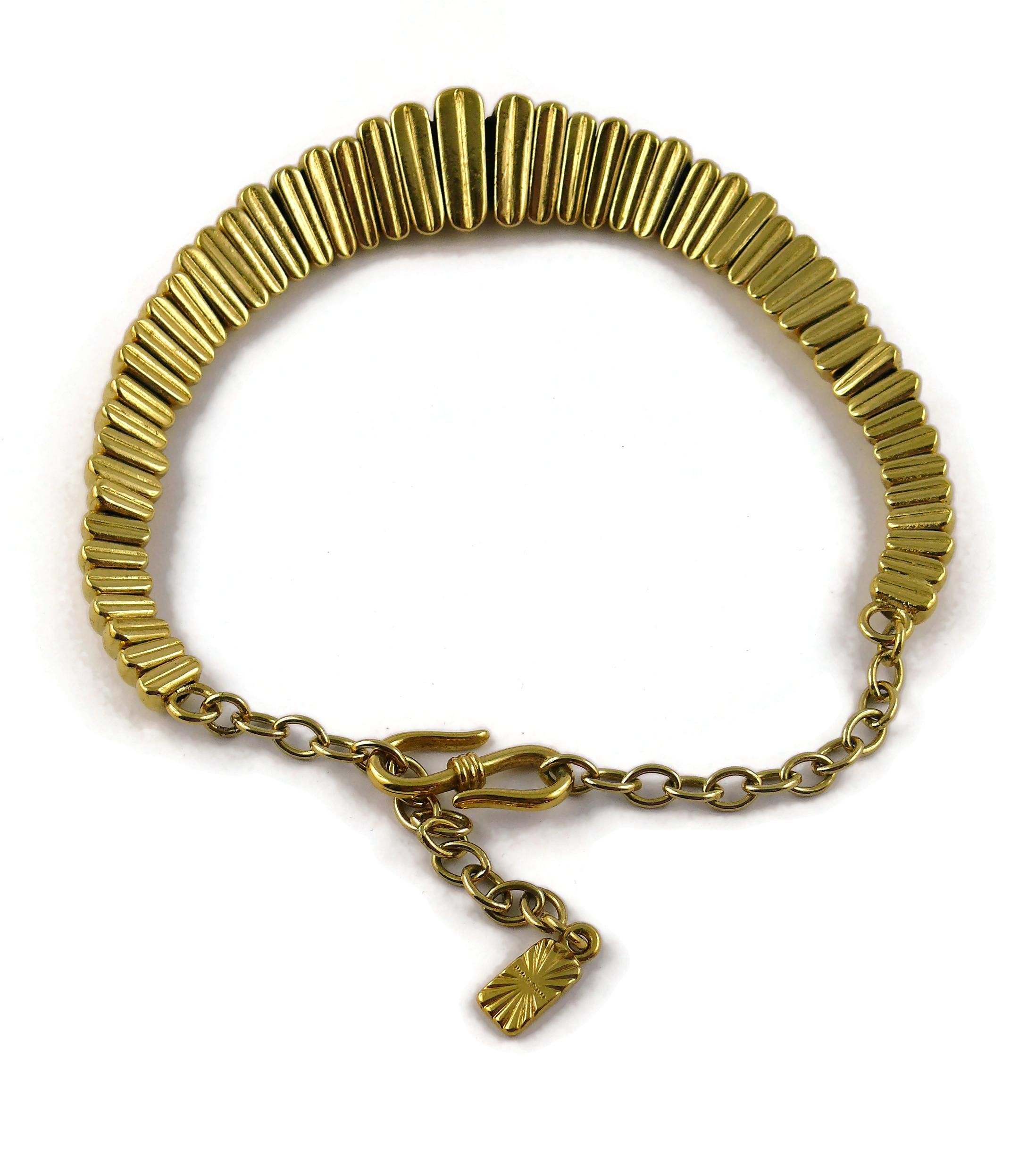 Yves Saint Laurent YSL Vintage Gold Toned Gadroon Design Collar Necklace For Sale 3