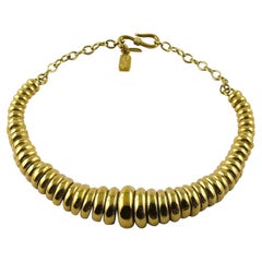 Yves Saint Laurent YSL Vintage Gold Toned Gadroon Design Collar Necklace
