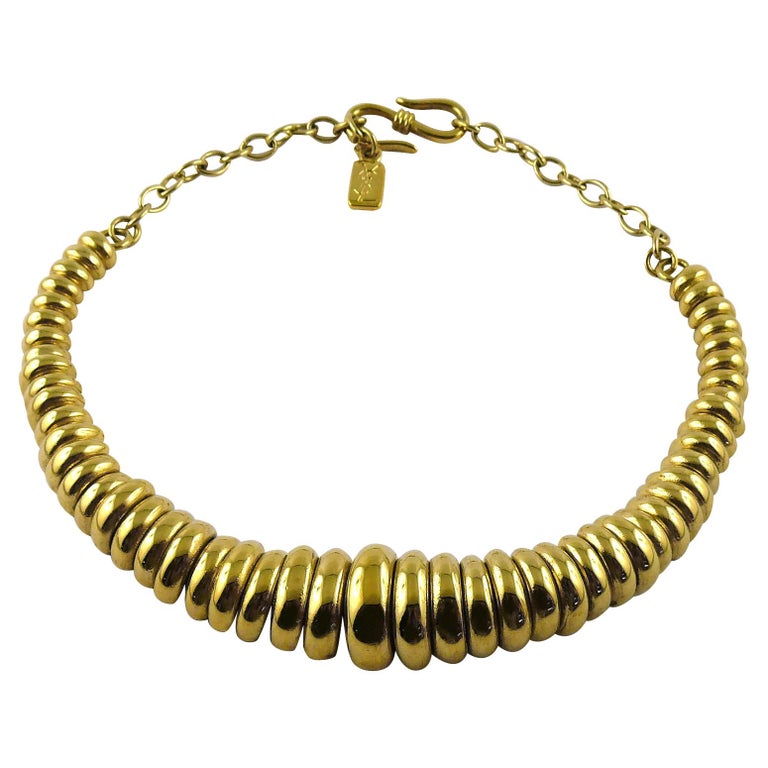 Yves Saint Laurent Ysl Vintage Gold Toned Gadroon Design Collar Necklace For Sale At 1stdibs