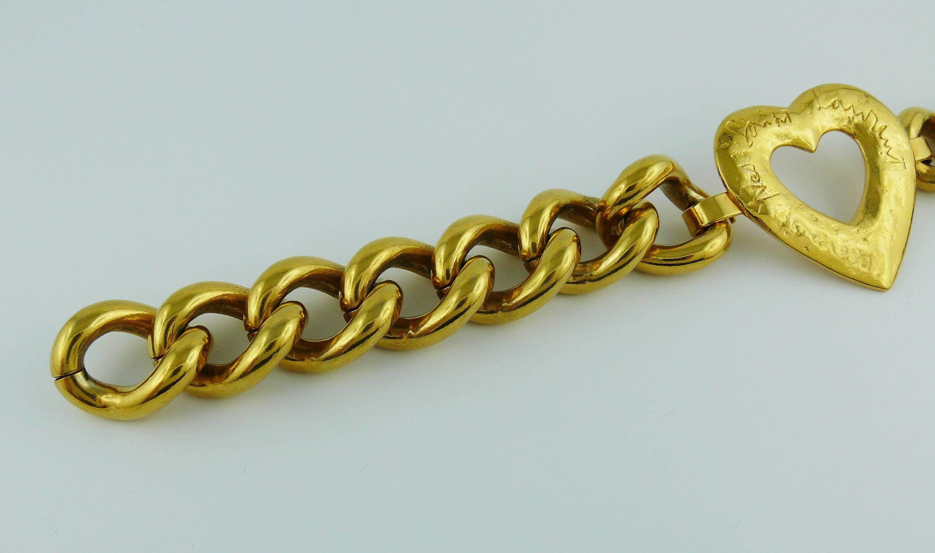 Yves Saint Laurent YSL Vintage Gold Toned Heart Chain Belt 3
