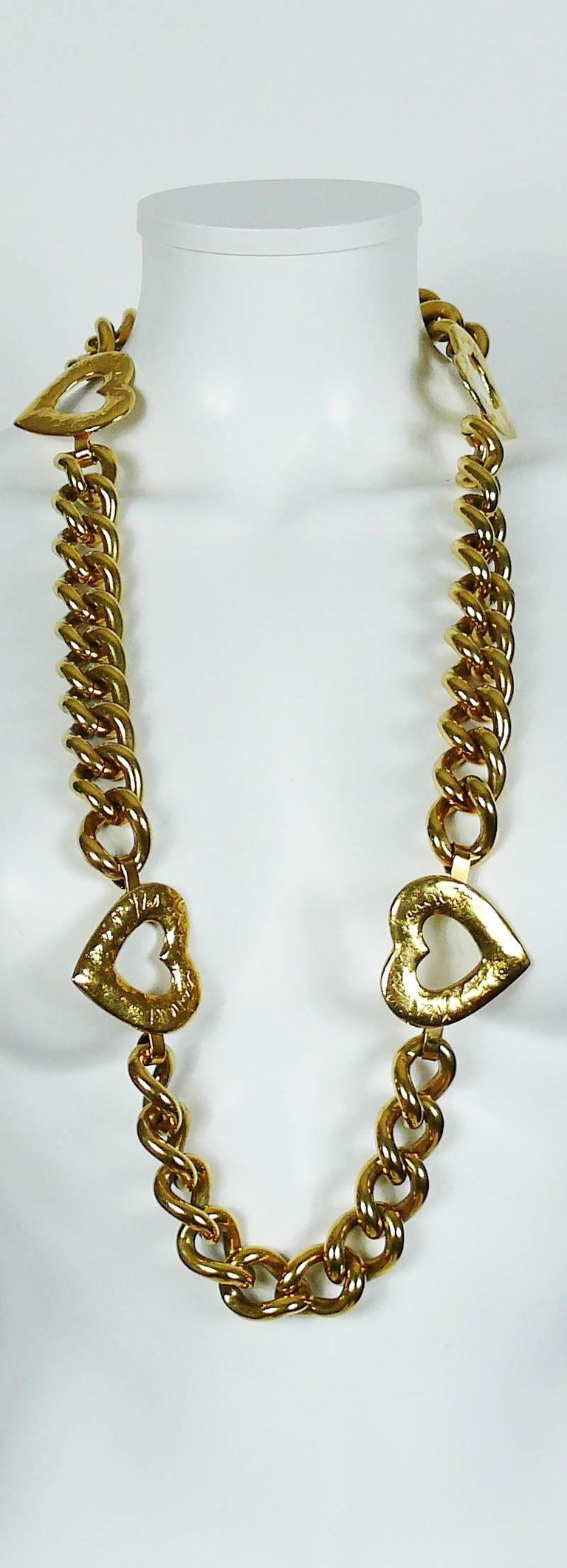 Yves Saint Laurent YSL Vintage Gold Toned Heart Chain Belt at 1stDibs