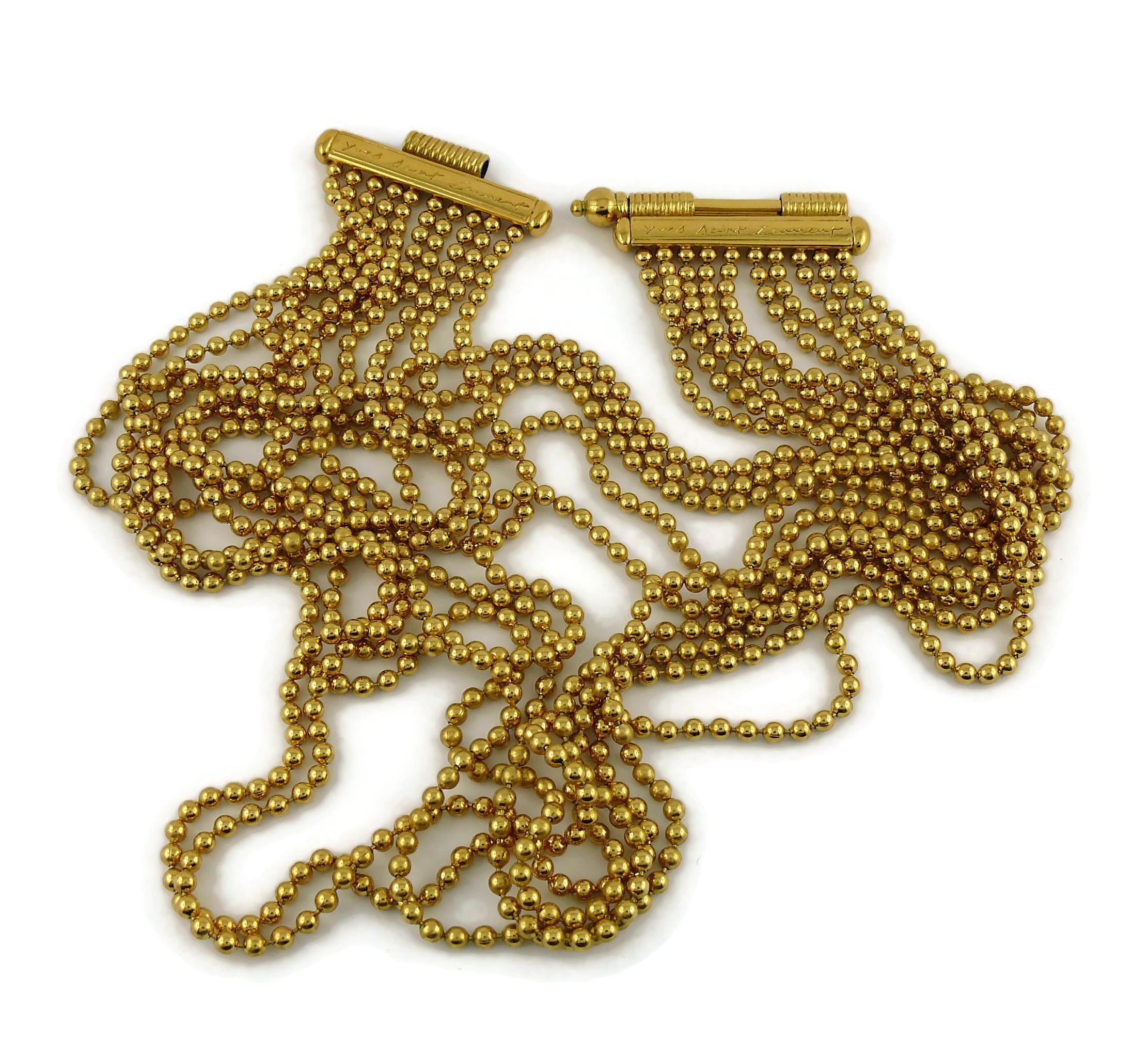 Yves Saint Laurent YSL Vintage Gold Toned Multi-Strand Maasaï Style Necklace In Good Condition In Nice, FR