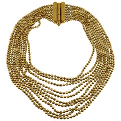 Yves Saint Laurent YSL Vintage Gold Toned Multi-Strand Maasaï Style Necklace