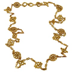 Yves Saint Laurent YSL Vintage Gold Toned Oriental Sautoir Necklace