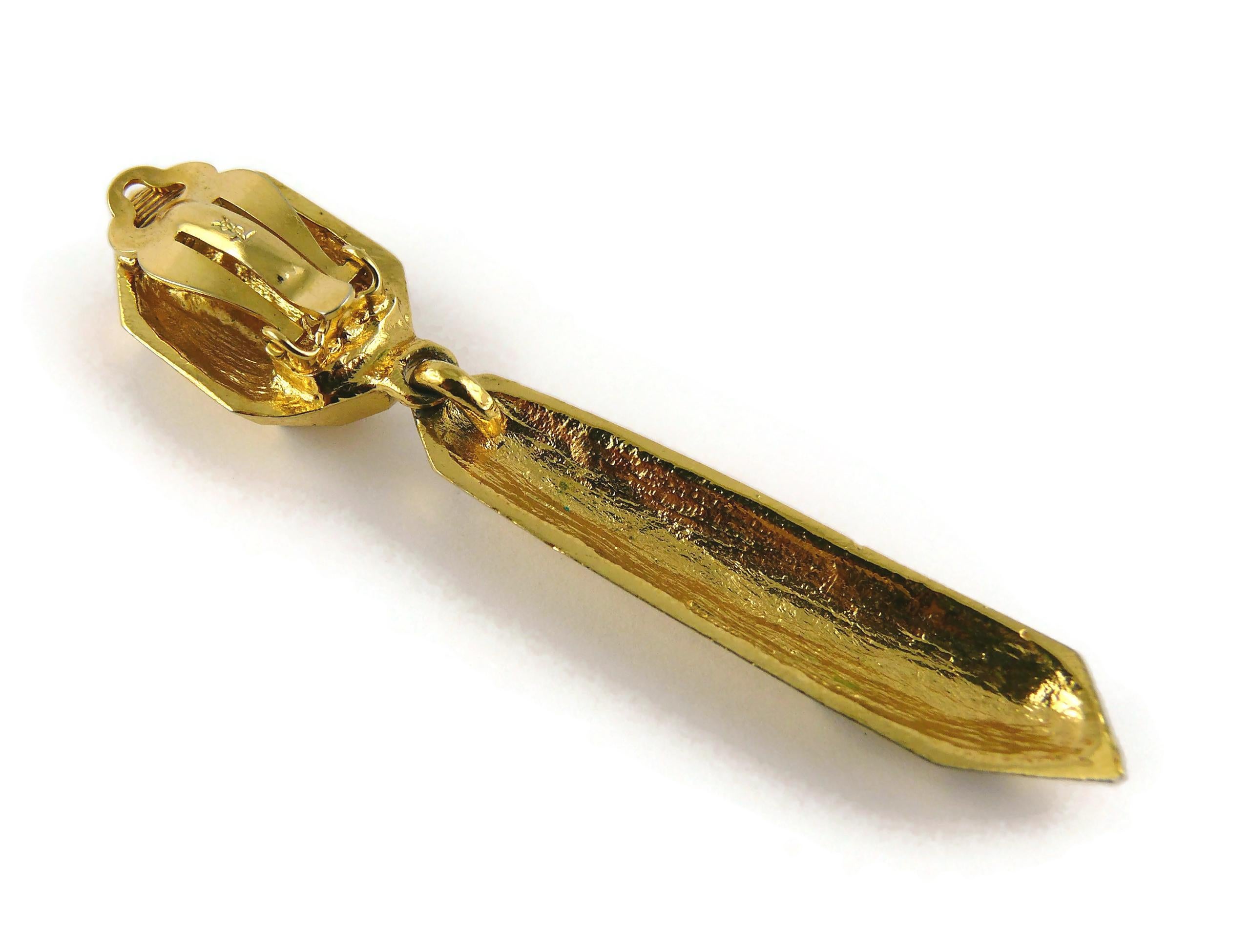Yves Saint Laurent YSL Vintage Gold Toned Prism Dangling Earrings For Sale 6
