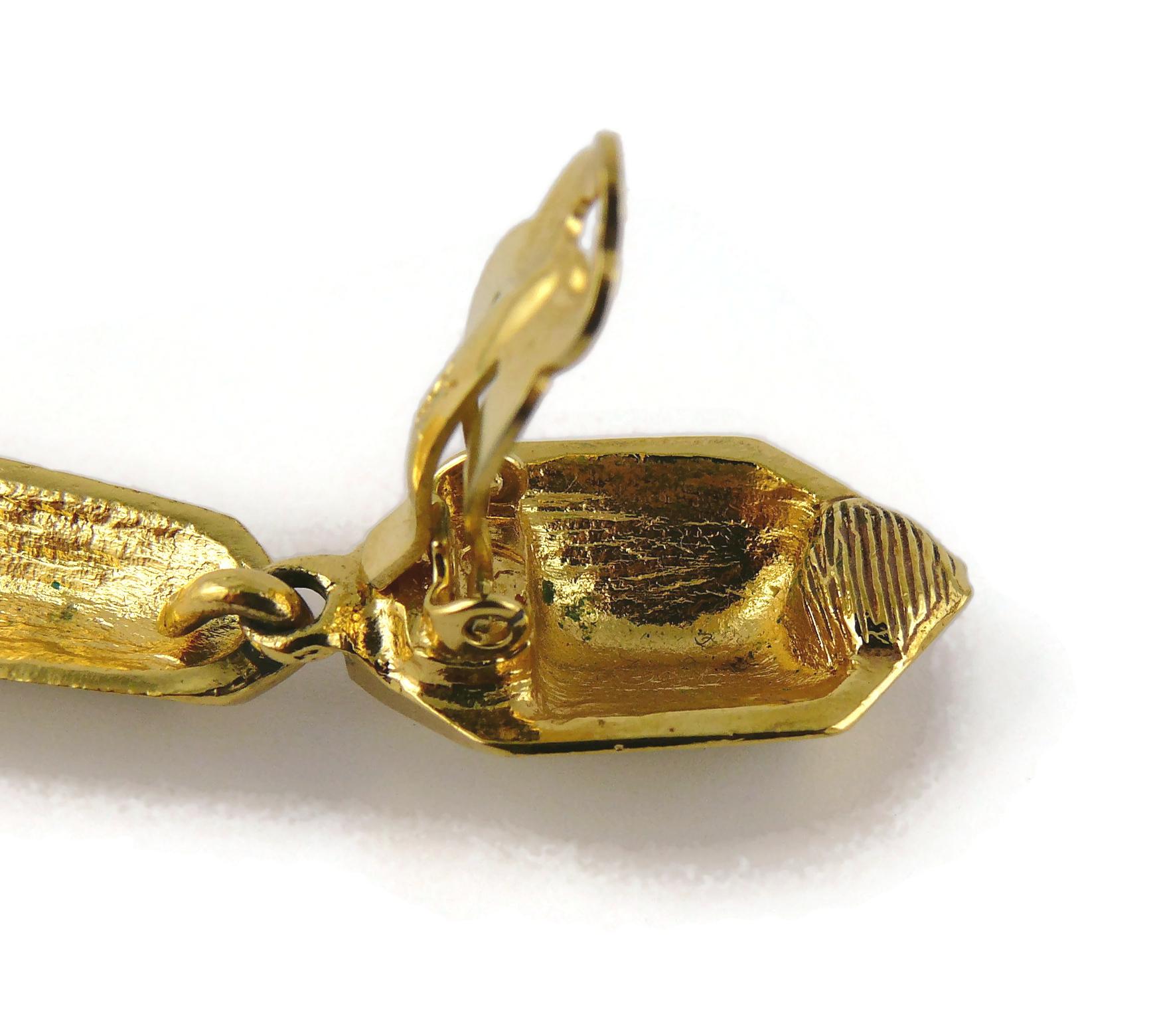 Yves Saint Laurent YSL Vintage Gold Toned Prism Dangling Earrings For Sale 8