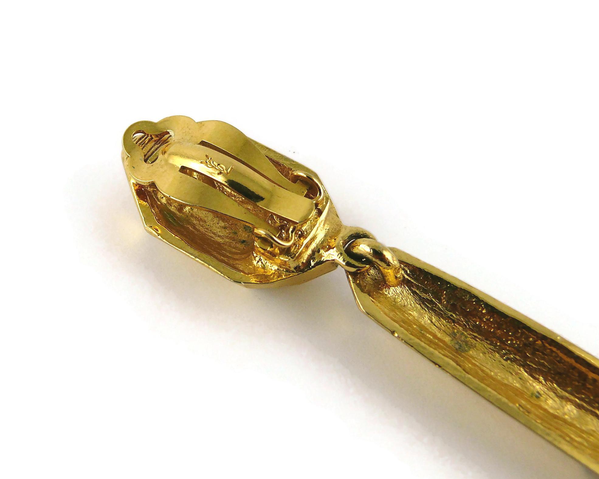 Yves Saint Laurent YSL Vintage Gold Toned Prism Dangling Earrings For Sale 4