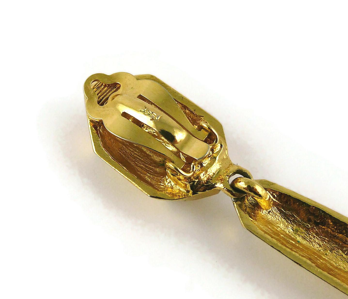 Yves Saint Laurent YSL Vintage Gold Toned Prism Dangling Earrings For Sale 5