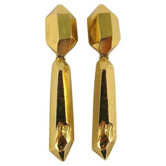 Yves Saint Laurent YSL Vintage goldfarbene, baumelnde Prisma-Ohrringe