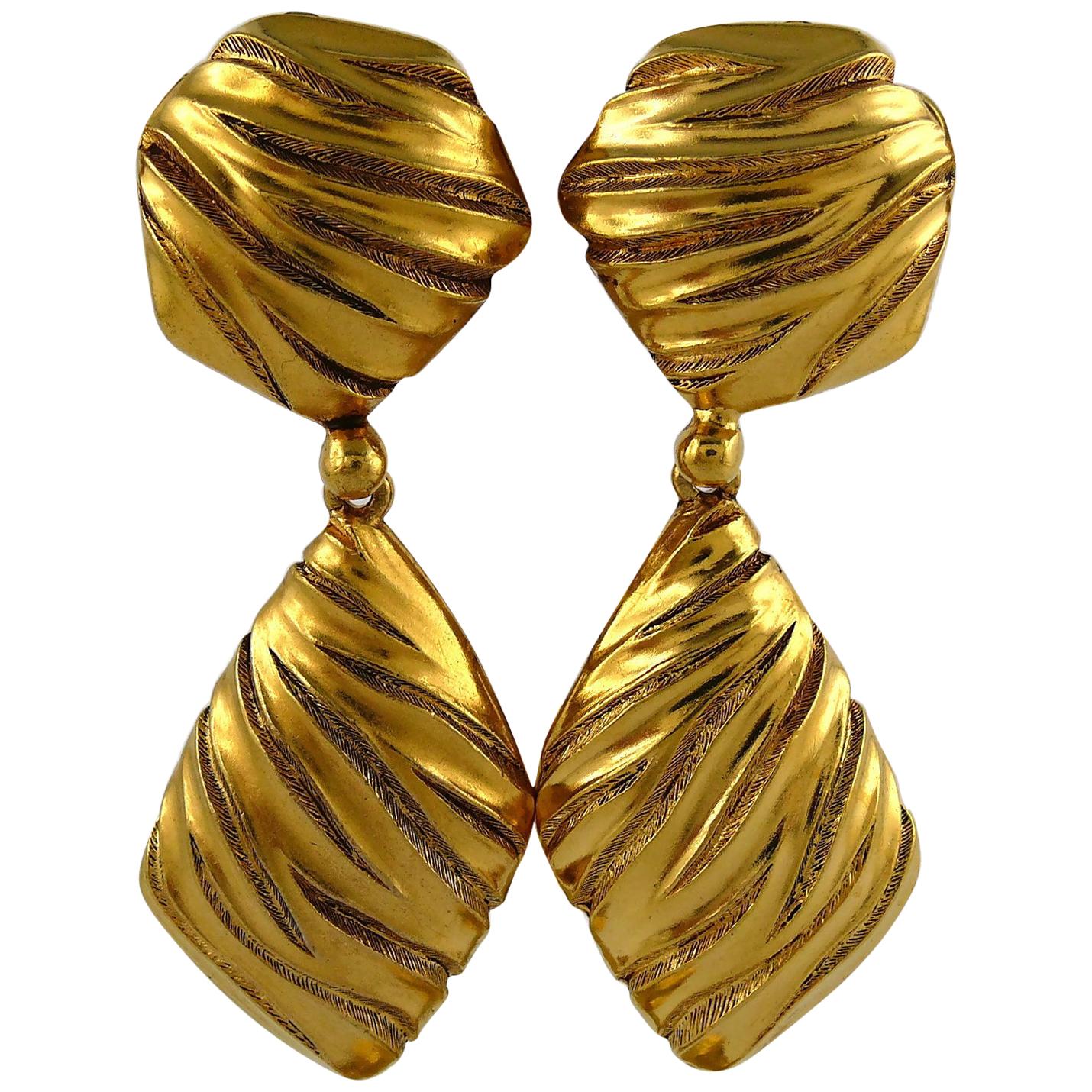 Yves Saint Laurent Paris Gold Earrings at 1stDibs