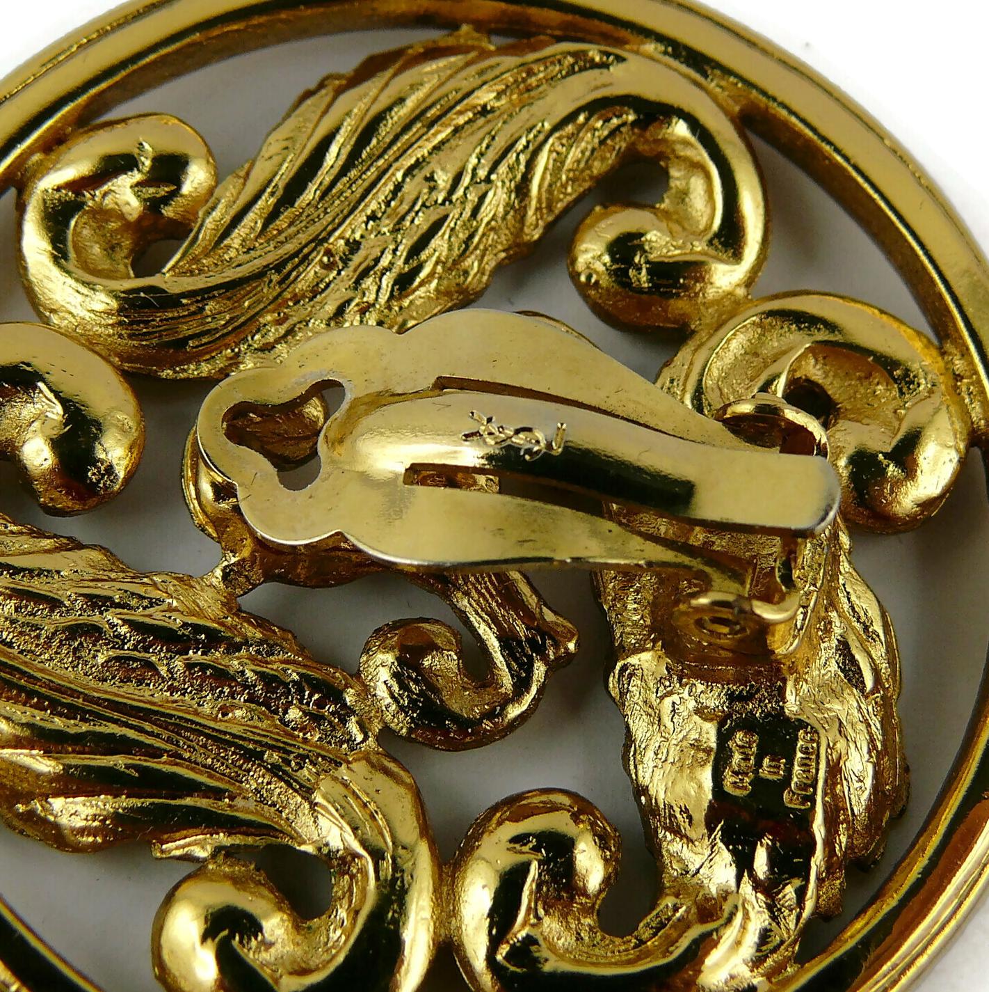 Yves Saint Laurent YSL Vintage Gold Toned Scrolls Bracelet and Earrings Set For Sale 3
