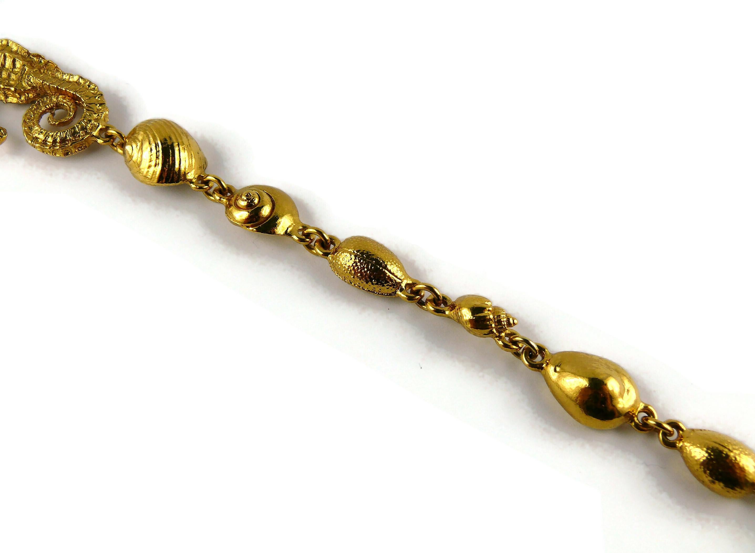 Yves Saint Laurent YSL Vintage Gold Toned Sea Life Sautoir Necklace For Sale 4