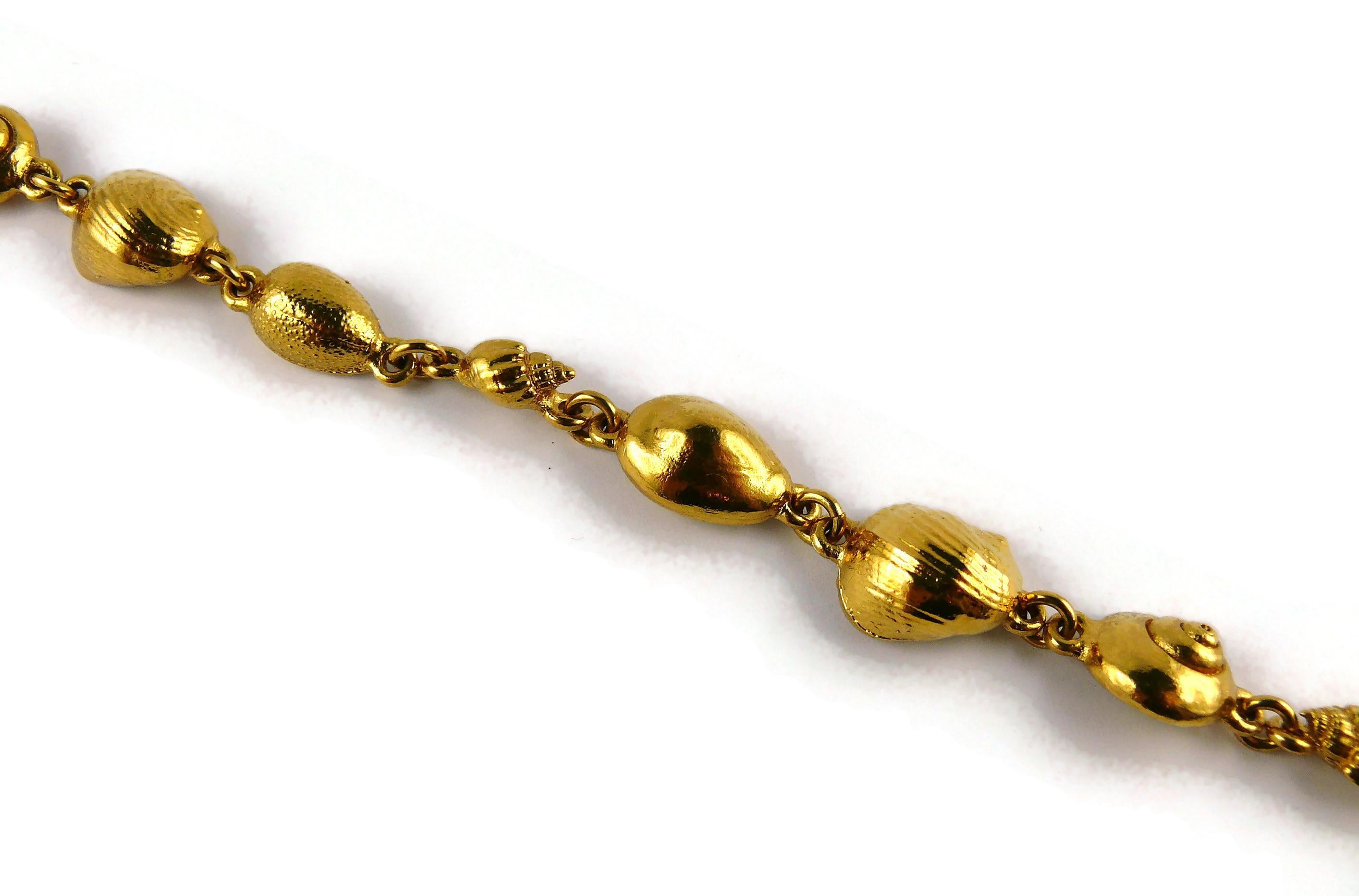 Yves Saint Laurent YSL Vintage Gold Toned Sea Life Sautoir Necklace For Sale 5