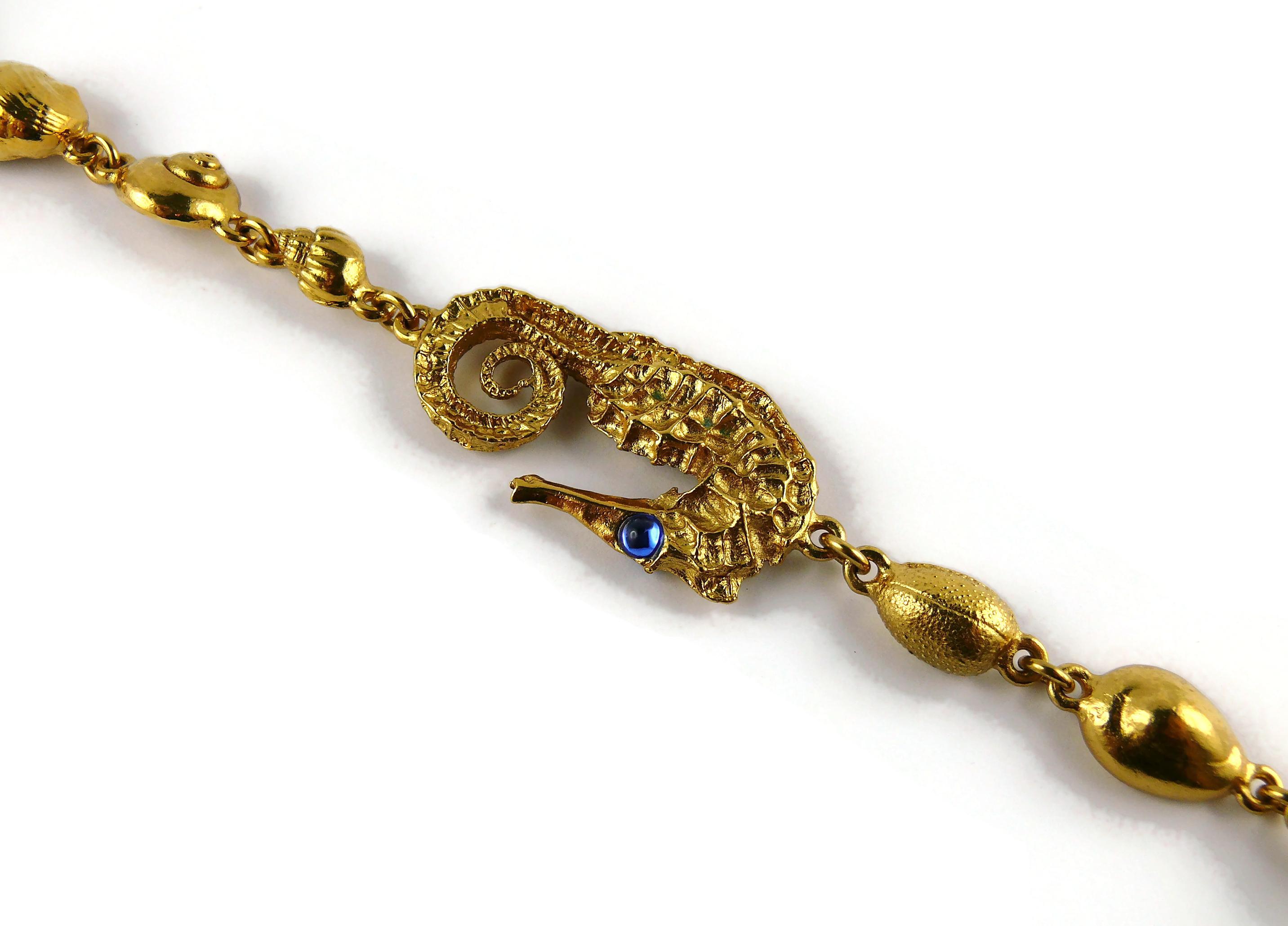 Yves Saint Laurent YSL Vintage Gold Toned Sea Life Sautoir Necklace For Sale 6