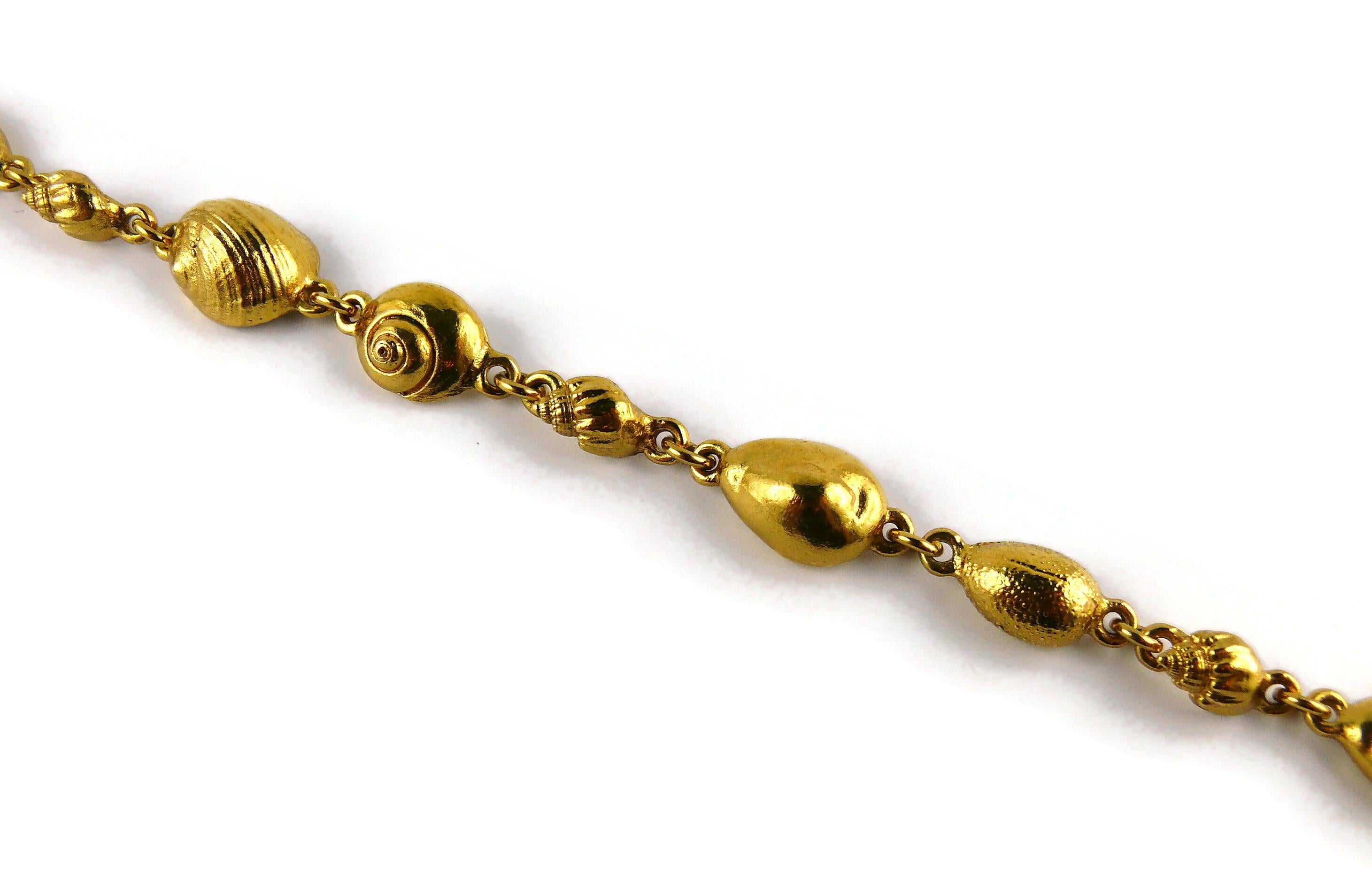 Yves Saint Laurent YSL Vintage Gold Toned Sea Life Sautoir Necklace For Sale 7