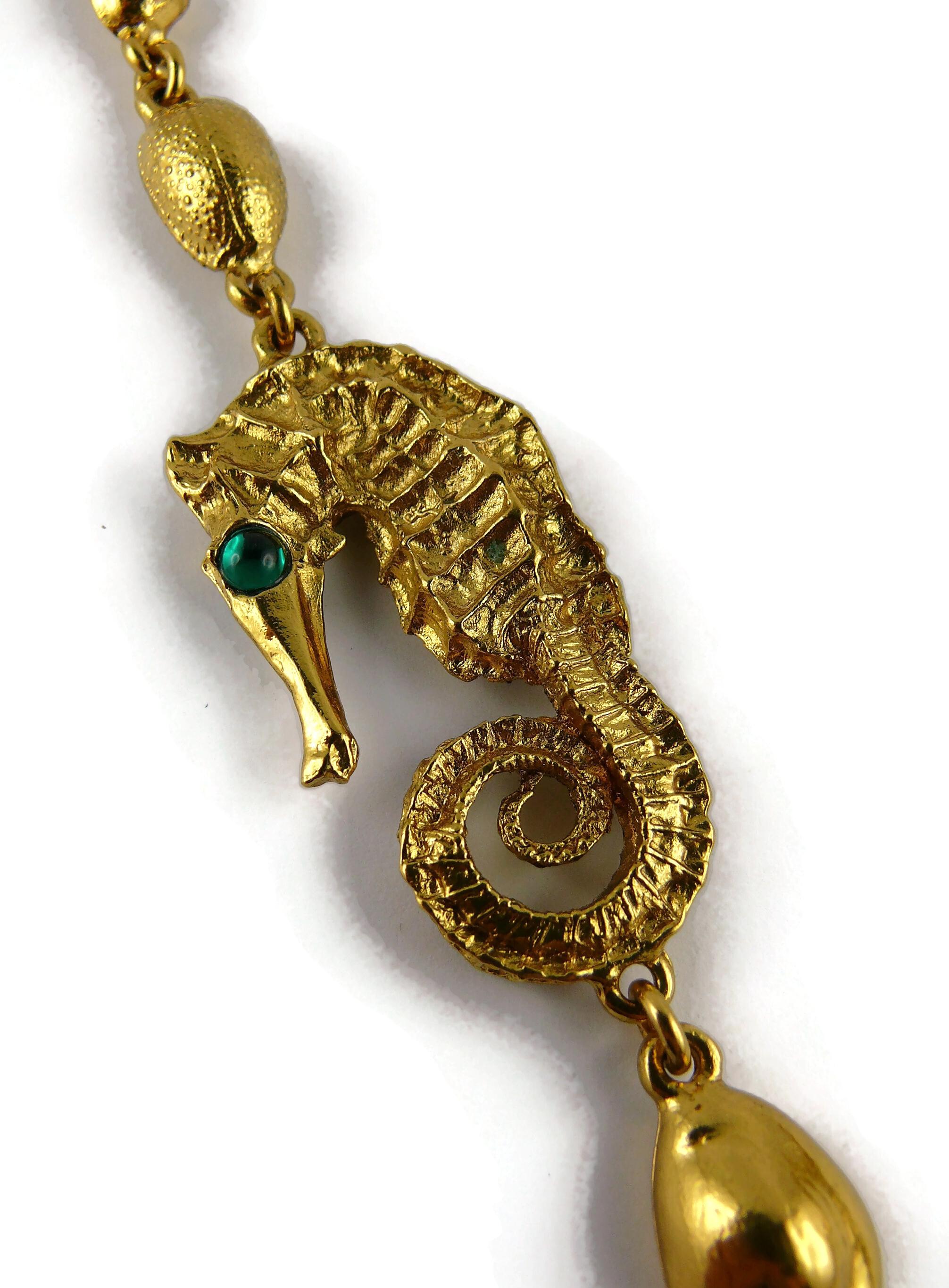 Yves Saint Laurent YSL Vintage Gold Toned Sea Life Sautoir Necklace For Sale 9
