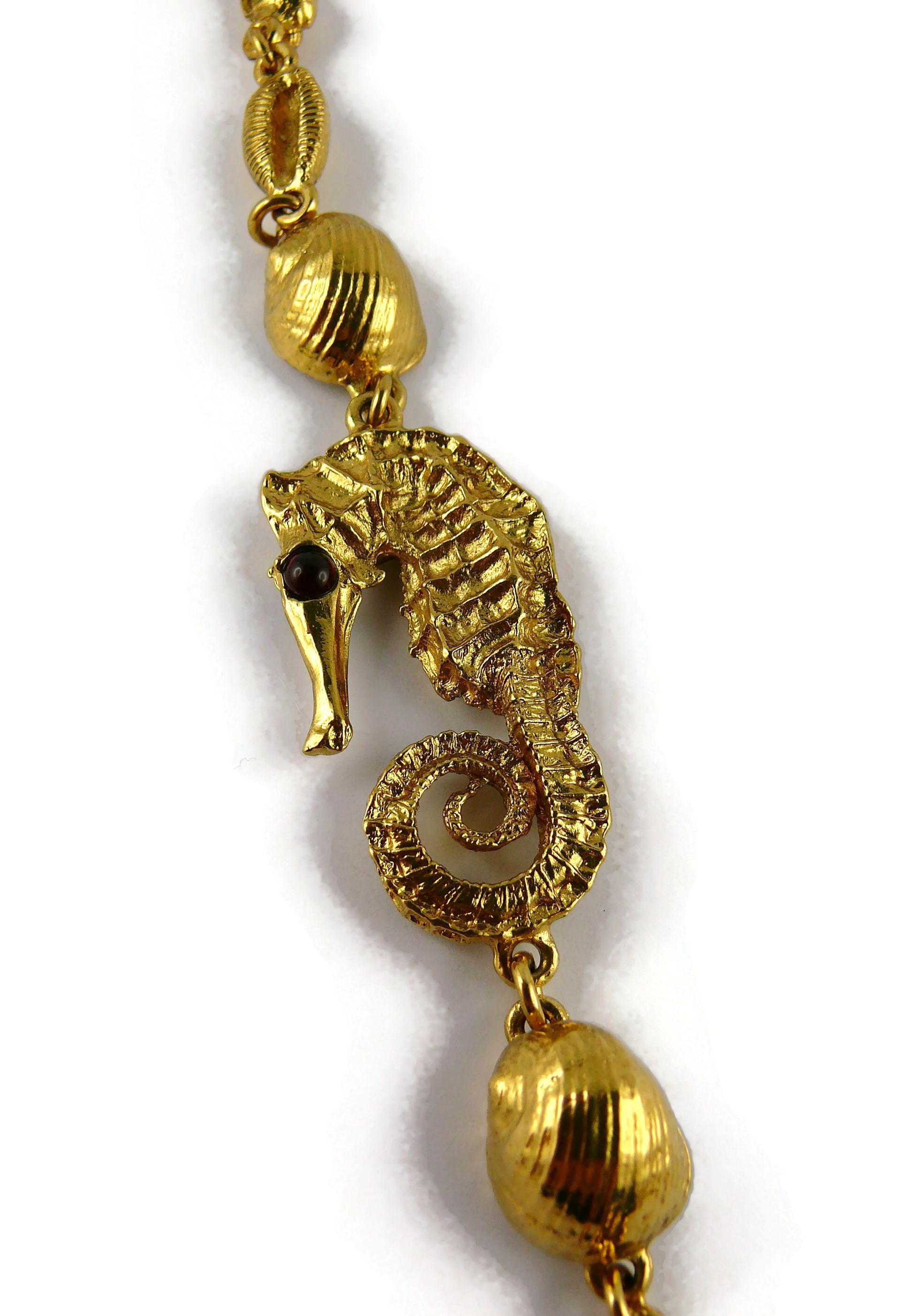 Yves Saint Laurent YSL Vintage Gold Toned Sea Life Sautoir Necklace For Sale 10