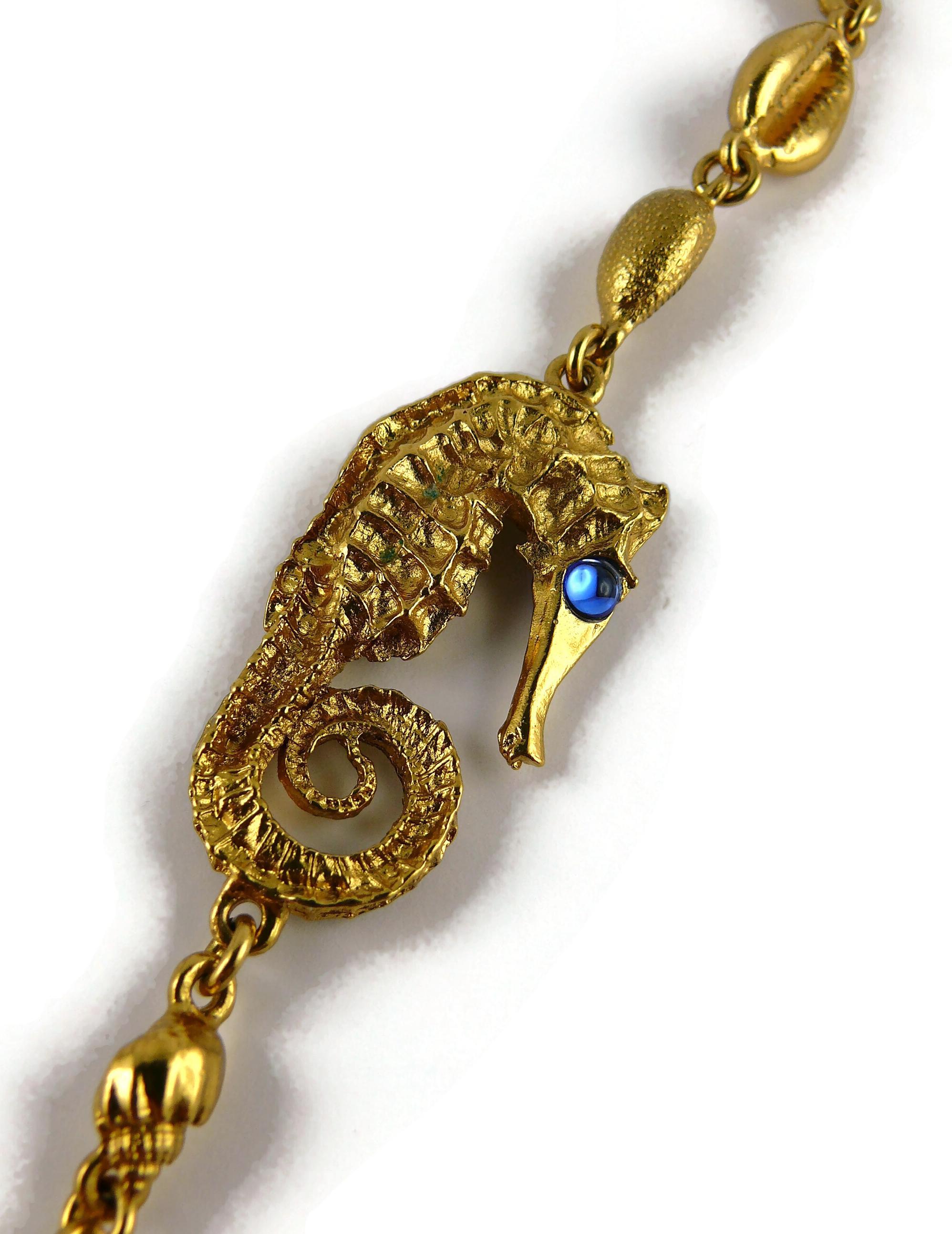 Yves Saint Laurent YSL Vintage Gold Toned Sea Life Sautoir Necklace For Sale 11